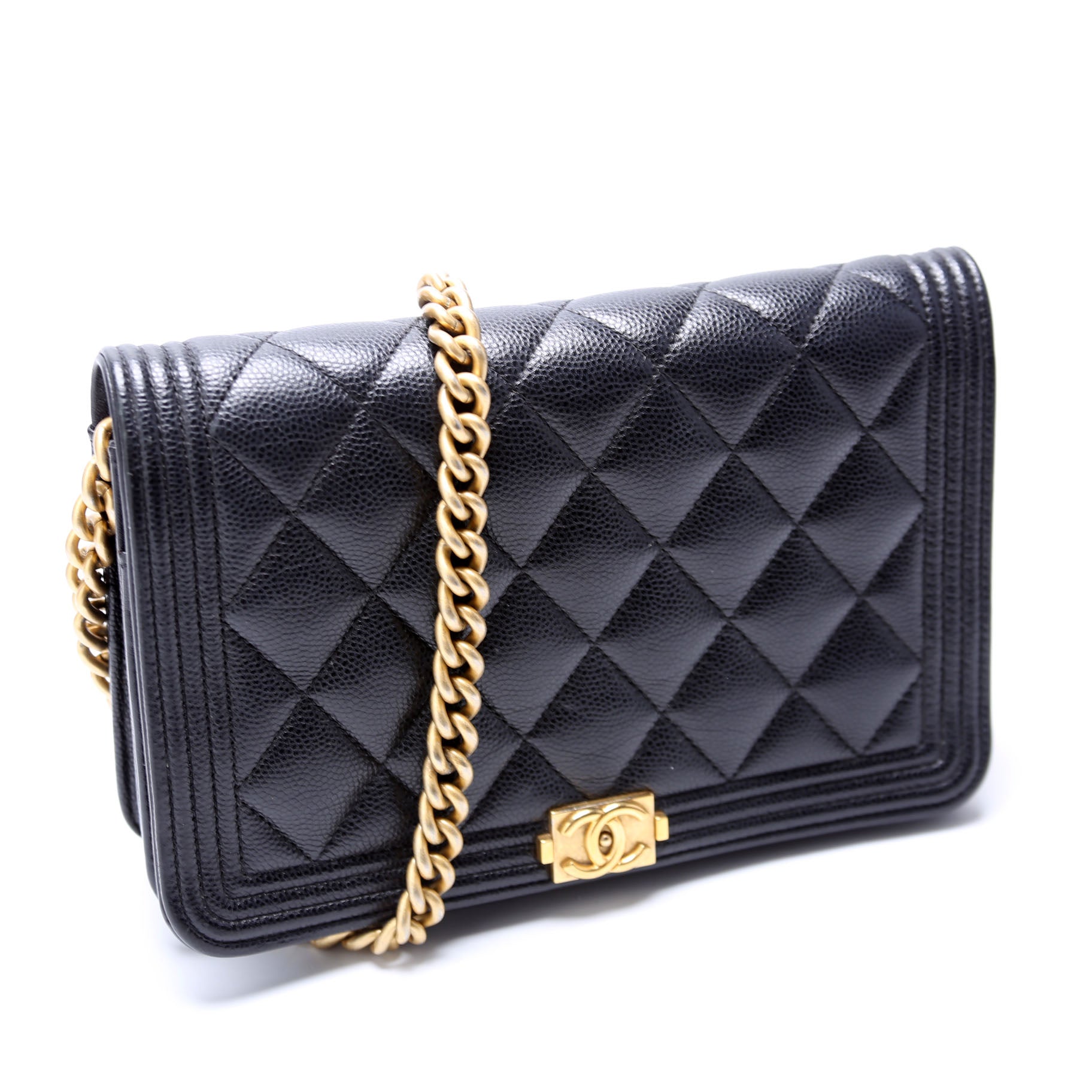 Chanel WOC Boy Caviar Black Clutch Bag Black 1