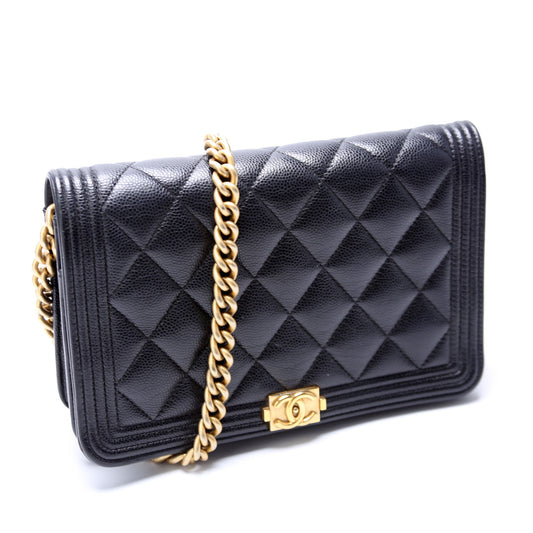 Chanel WOC Boy Caviar Black Clutch Bag Black 1