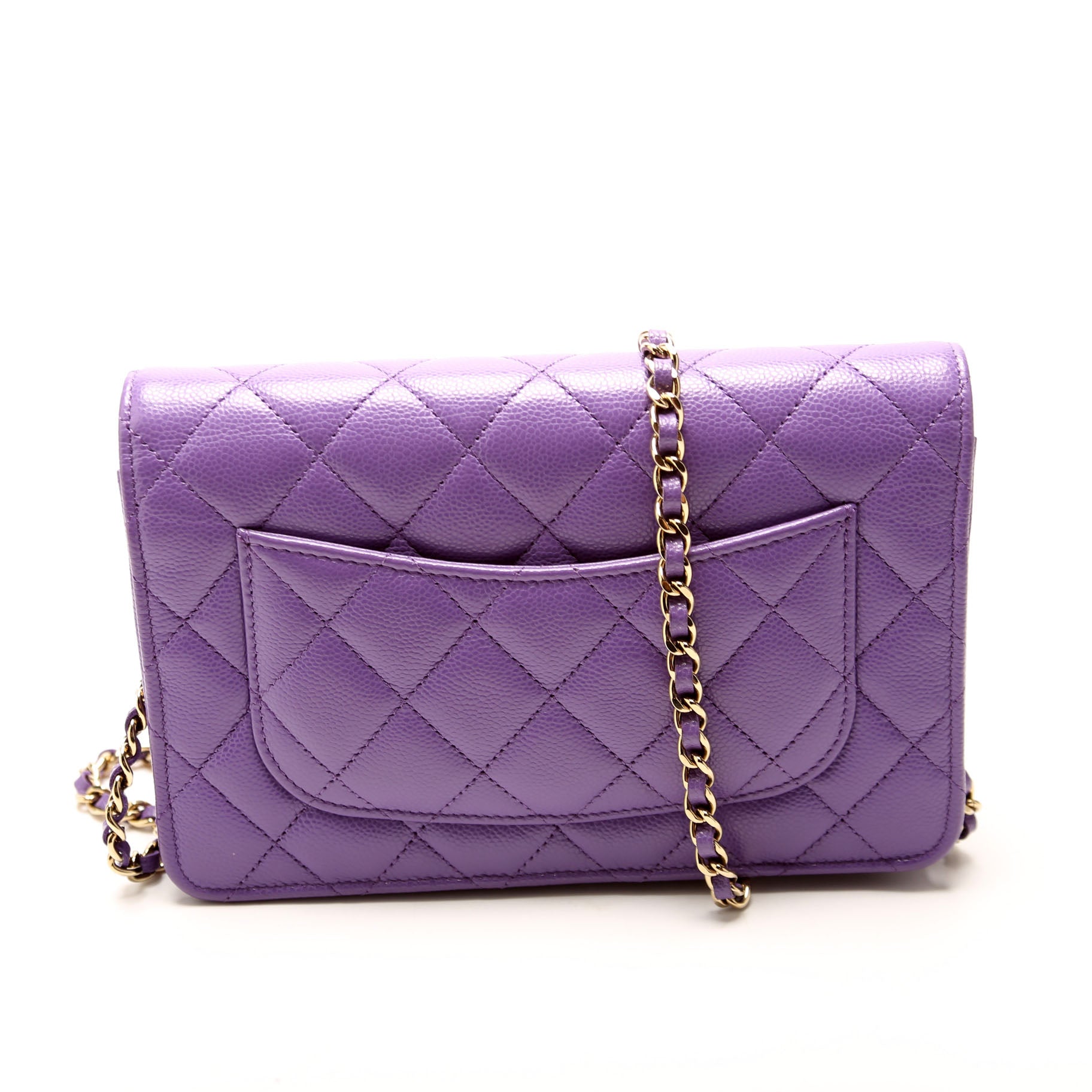 Chanel WOC Classic Quilted Caviar RFID Purple Clutch Bag