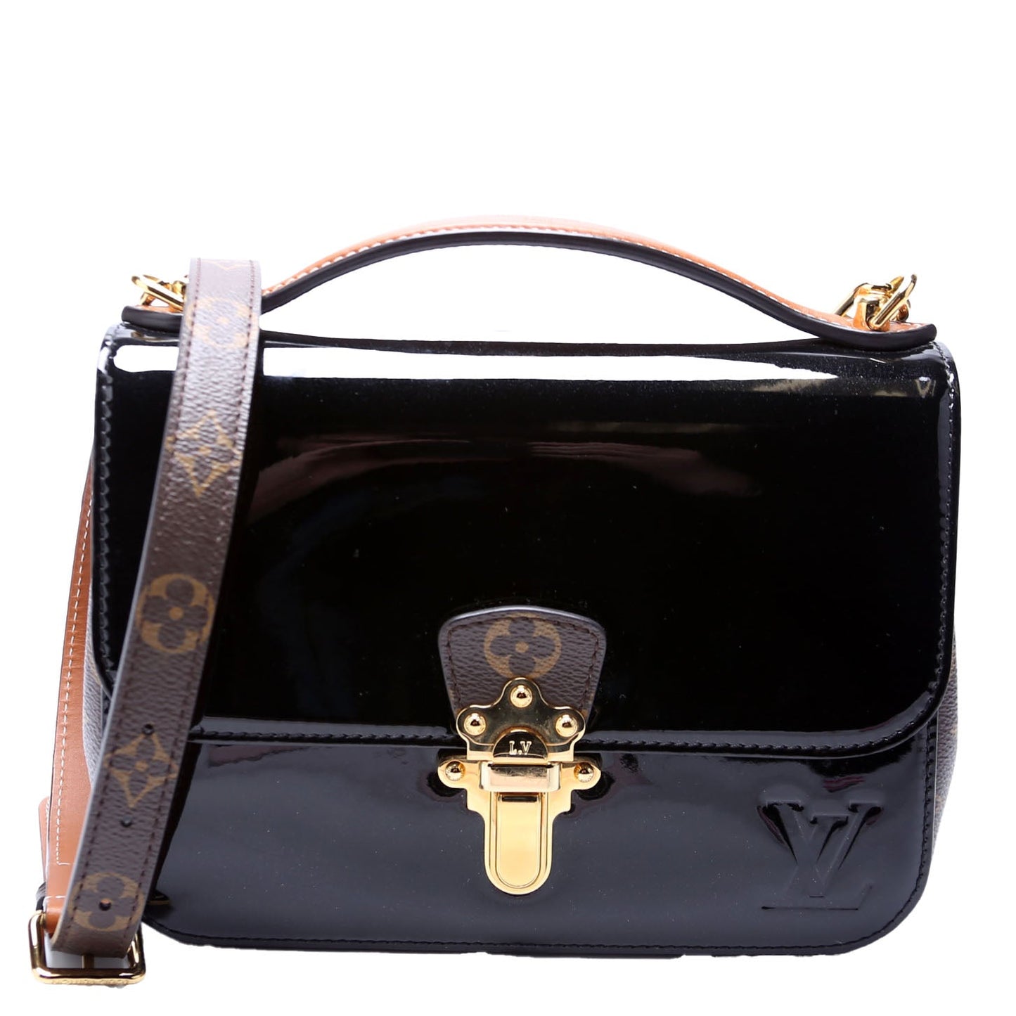 Louis Vuitton Cherrywood BB Patent Monogram Black Handbag