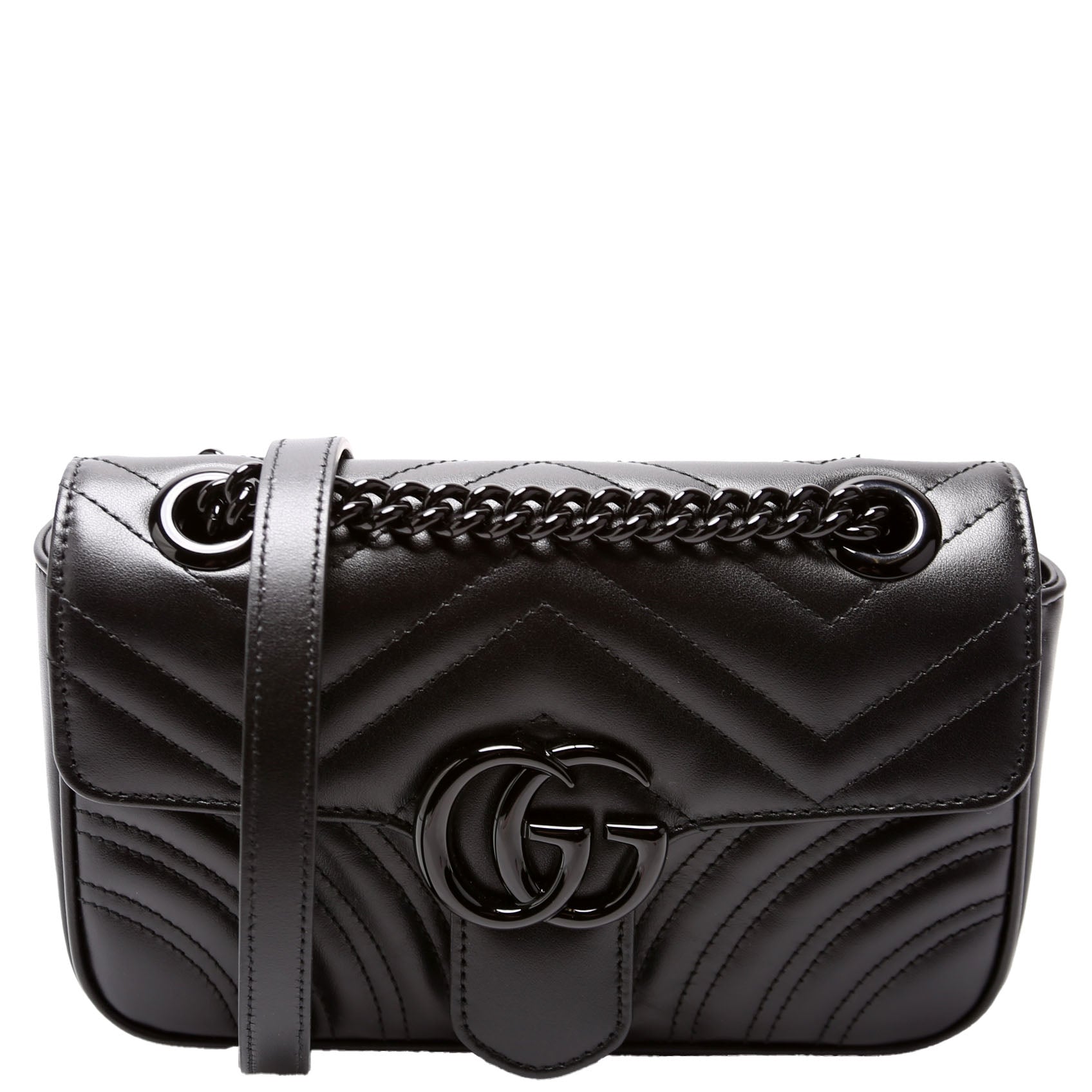 Gucci Marmont Leather Mini Flap Shoulder Bag Flap 3