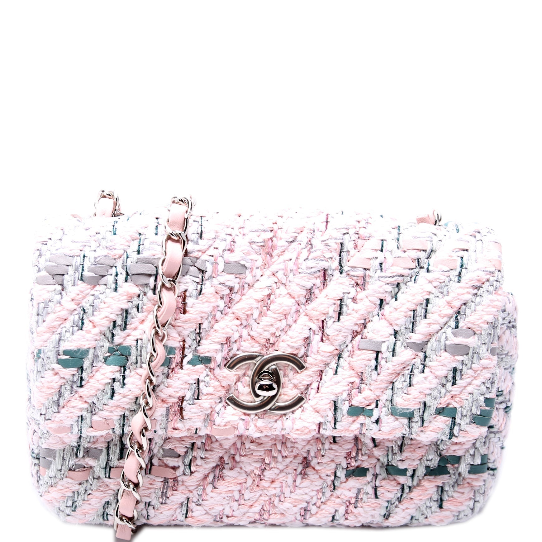 Chanel Classic Flap Rectangle Tweed RFID Pink Mini Bag