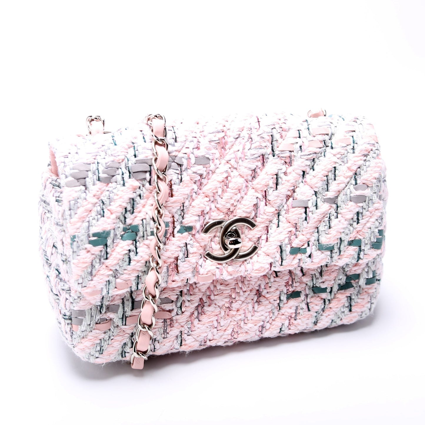 Chanel Classic Flap Rectangle Tweed RFID Pink Mini Bag