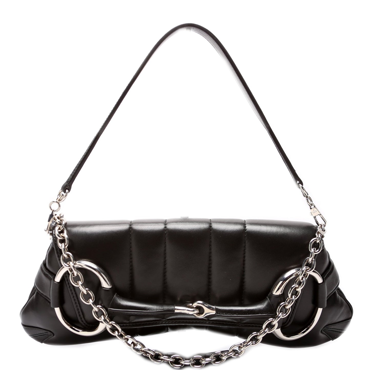 Gucci Vertical Maxi Horsebit Quilted Black Medium Chain Shoulder Bag