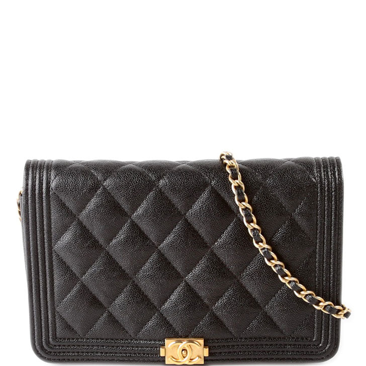 Chanel On Boy Caviar Black Wallet Case