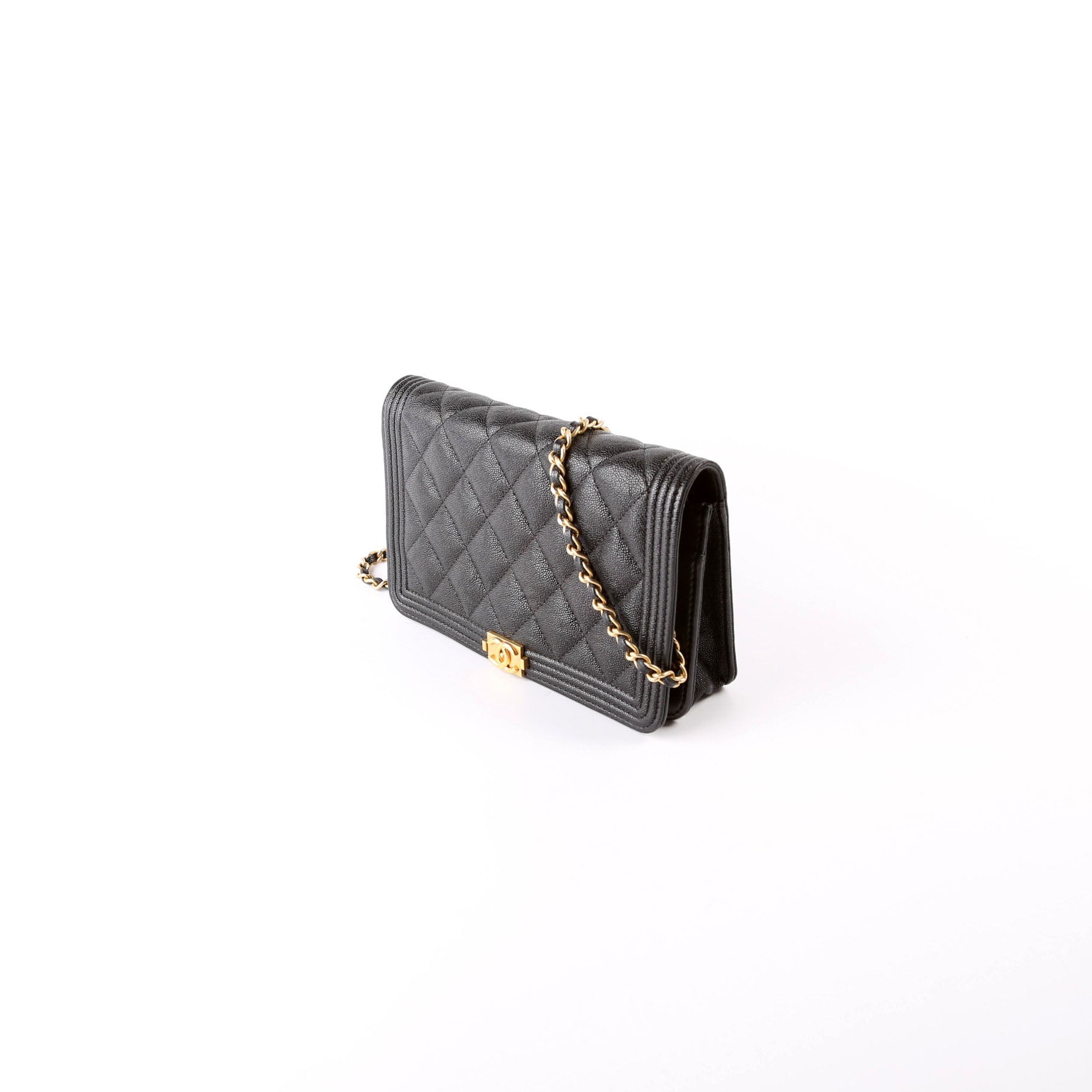 Chanel On Boy Caviar Black Wallet Case