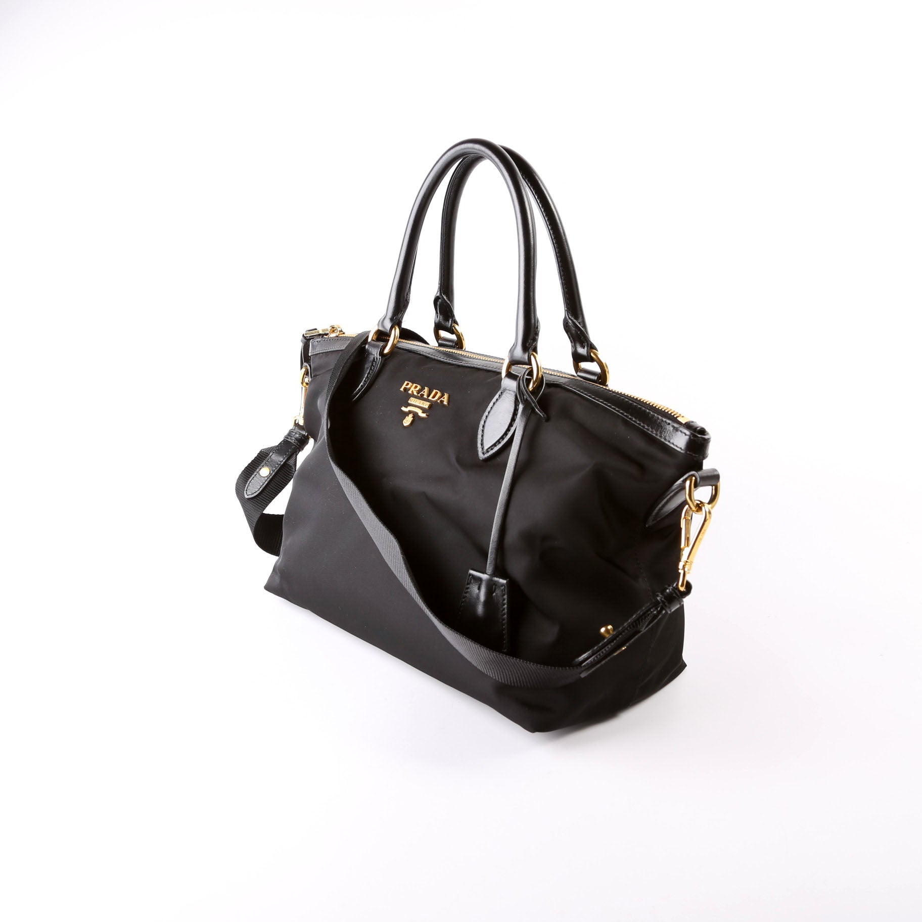 Prada Satchel Bag Nylon Black Travel Bag