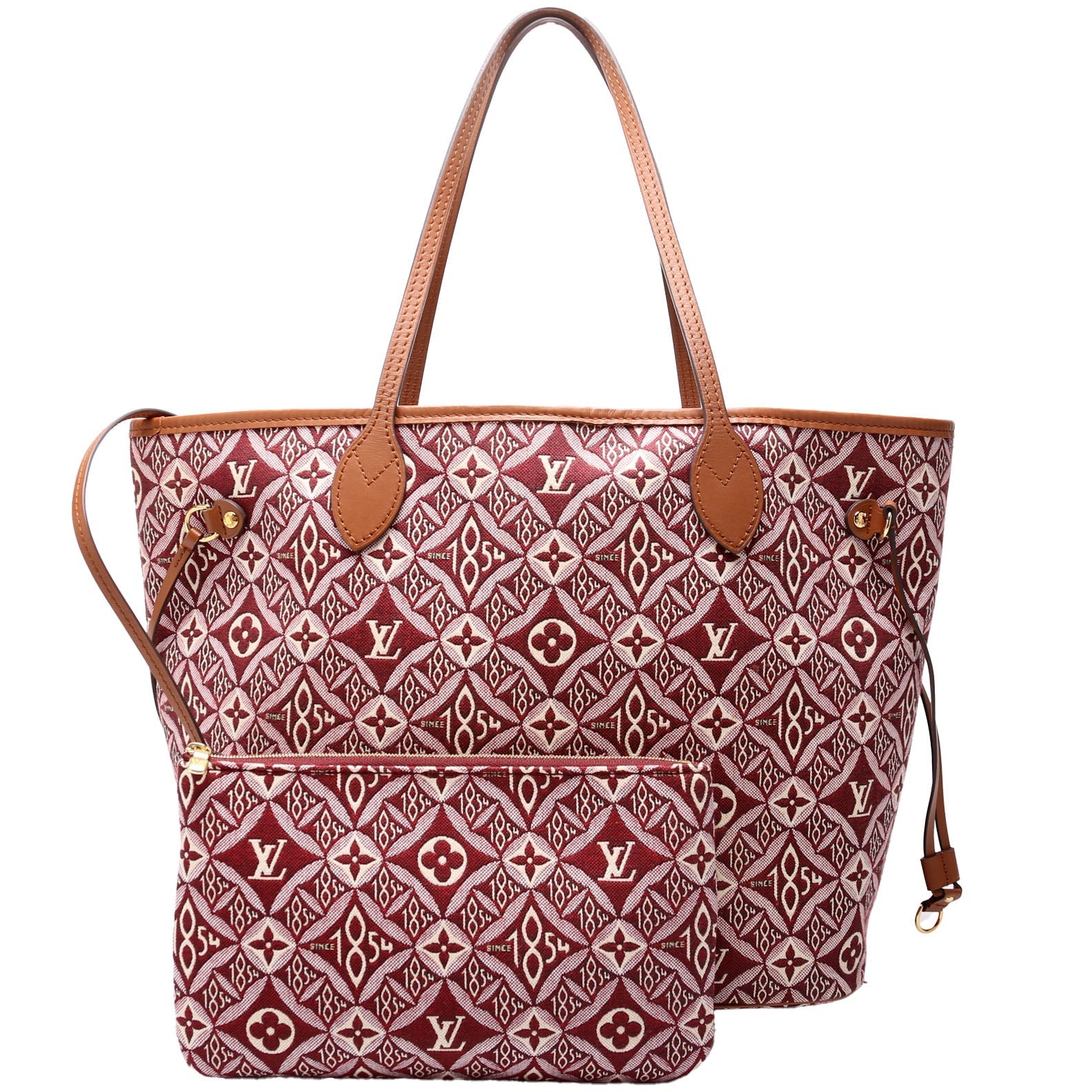 Louis Vuitton Neverfull MM Since Jacquard Burgundy Wallet Case