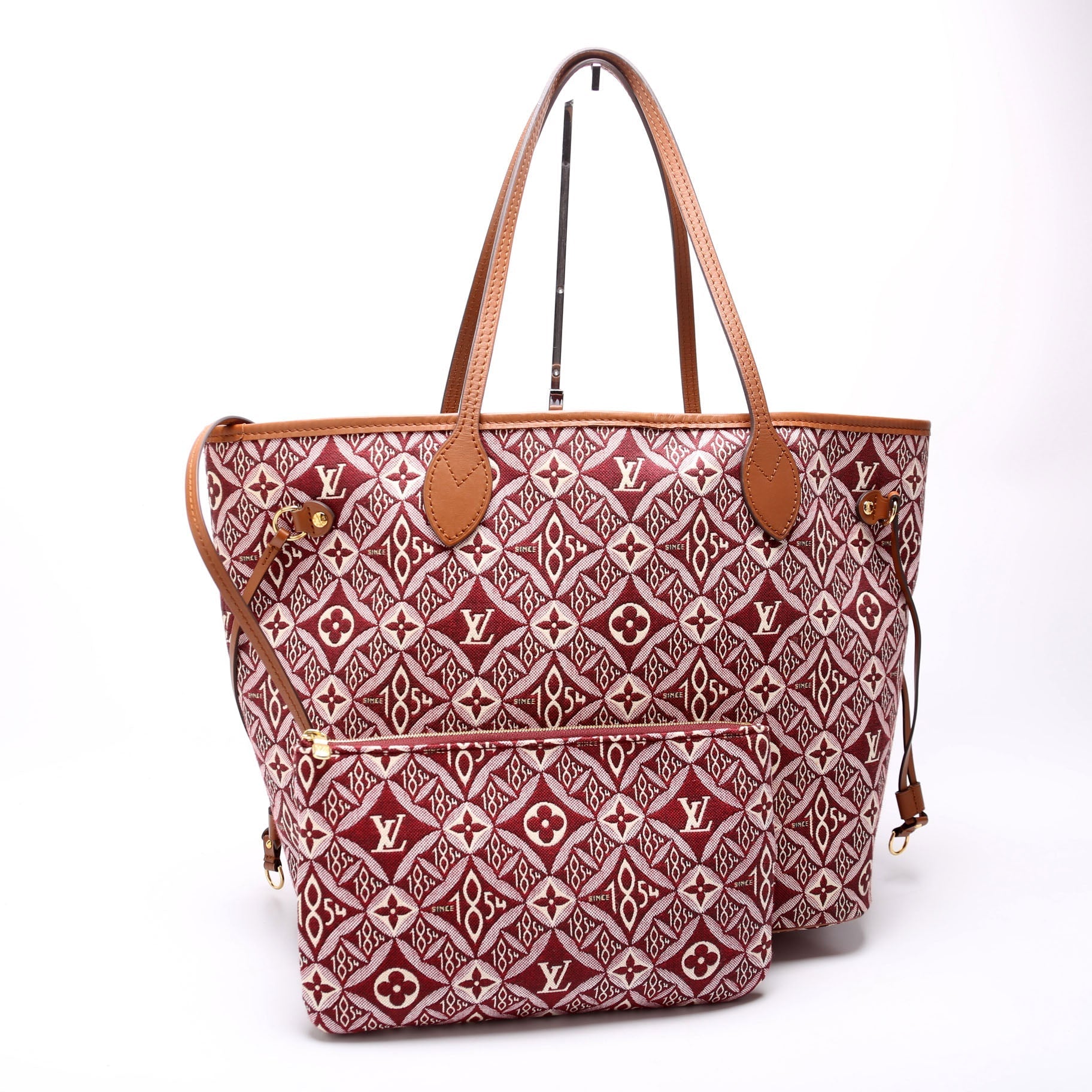 Louis Vuitton Neverfull MM Since Jacquard Burgundy Wallet Case
