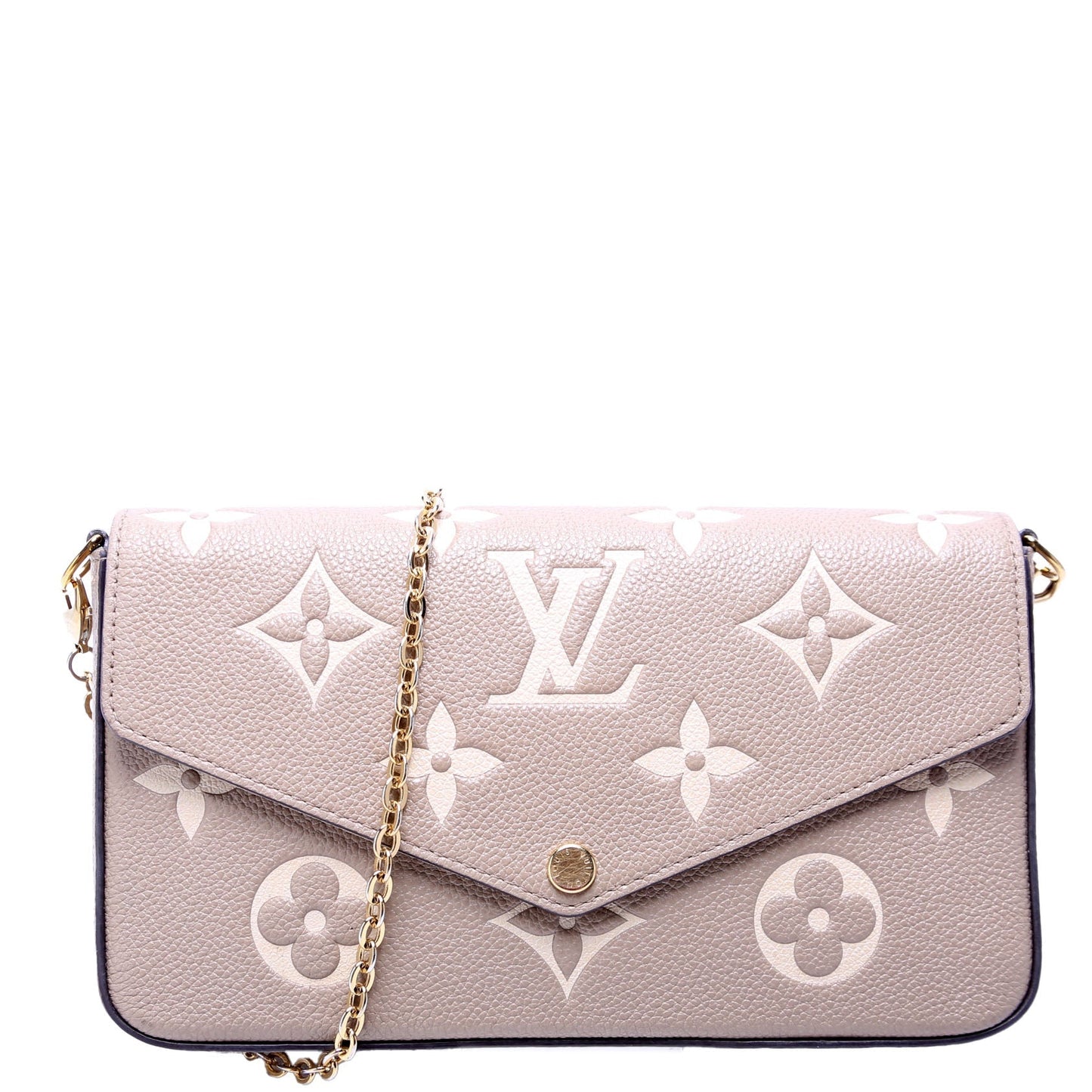 Louis Vuitton Pochette Felicie Bicolor Turtle Dove Empreinte Clutch Bag