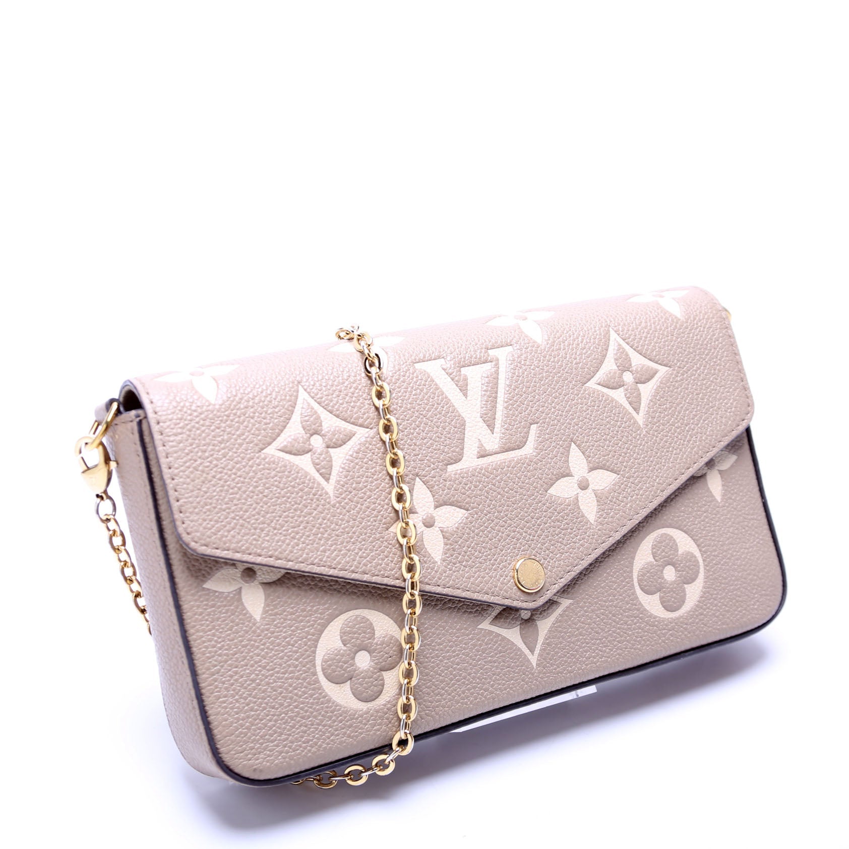 Louis Vuitton Pochette Felicie Bicolor Turtle Dove Empreinte Clutch Bag