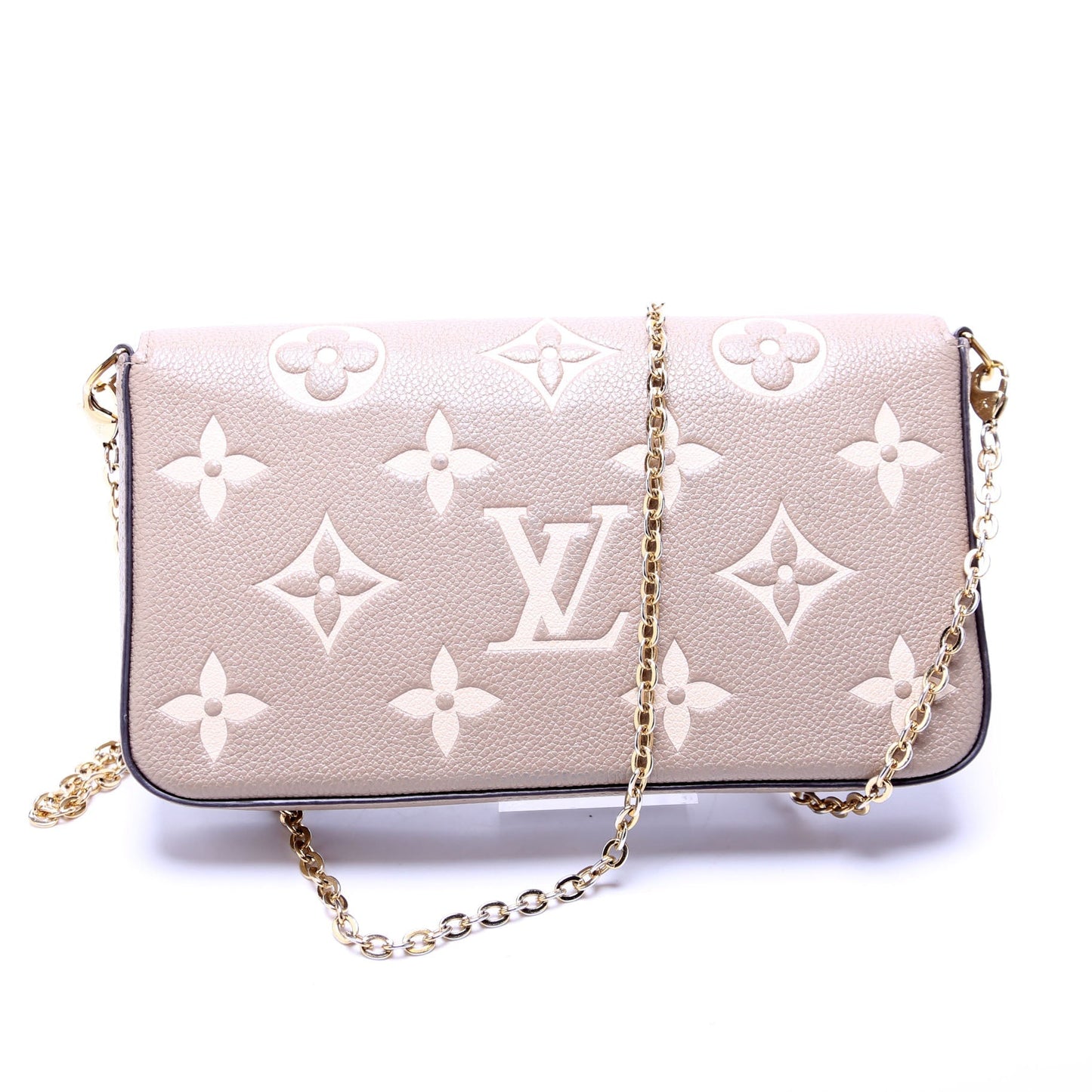 Louis Vuitton Pochette Felicie Bicolor Turtle Dove Empreinte Clutch Bag