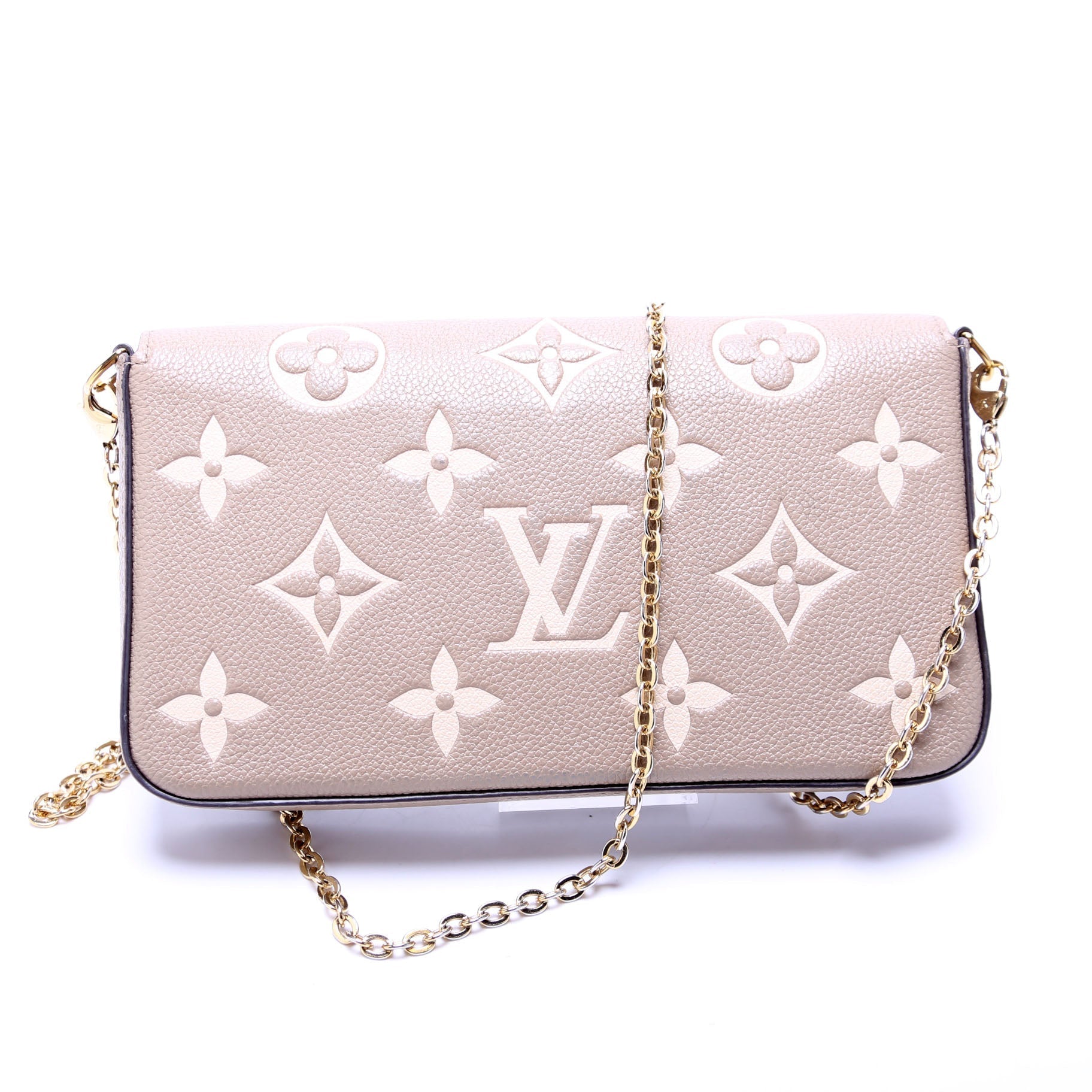 Louis Vuitton Pochette Felicie Bicolor Turtle Dove Empreinte Clutch Bag