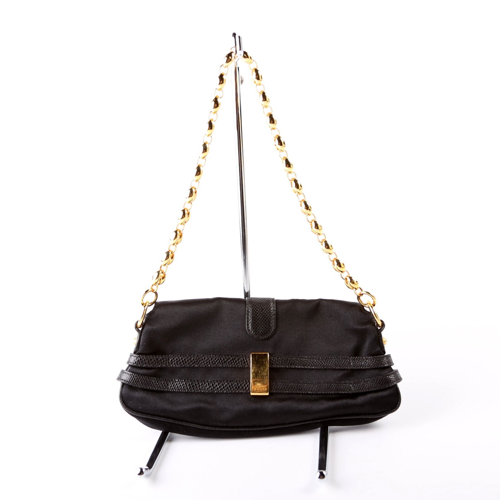 Gucci Crystal Horsebit Satin Shoulder Bag