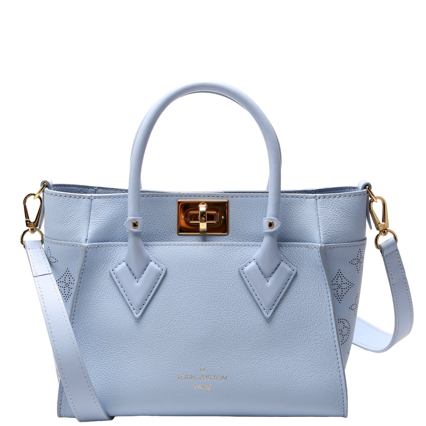 Louis Vuitton On My Side PM Mahina Calfskin Blue Handbag