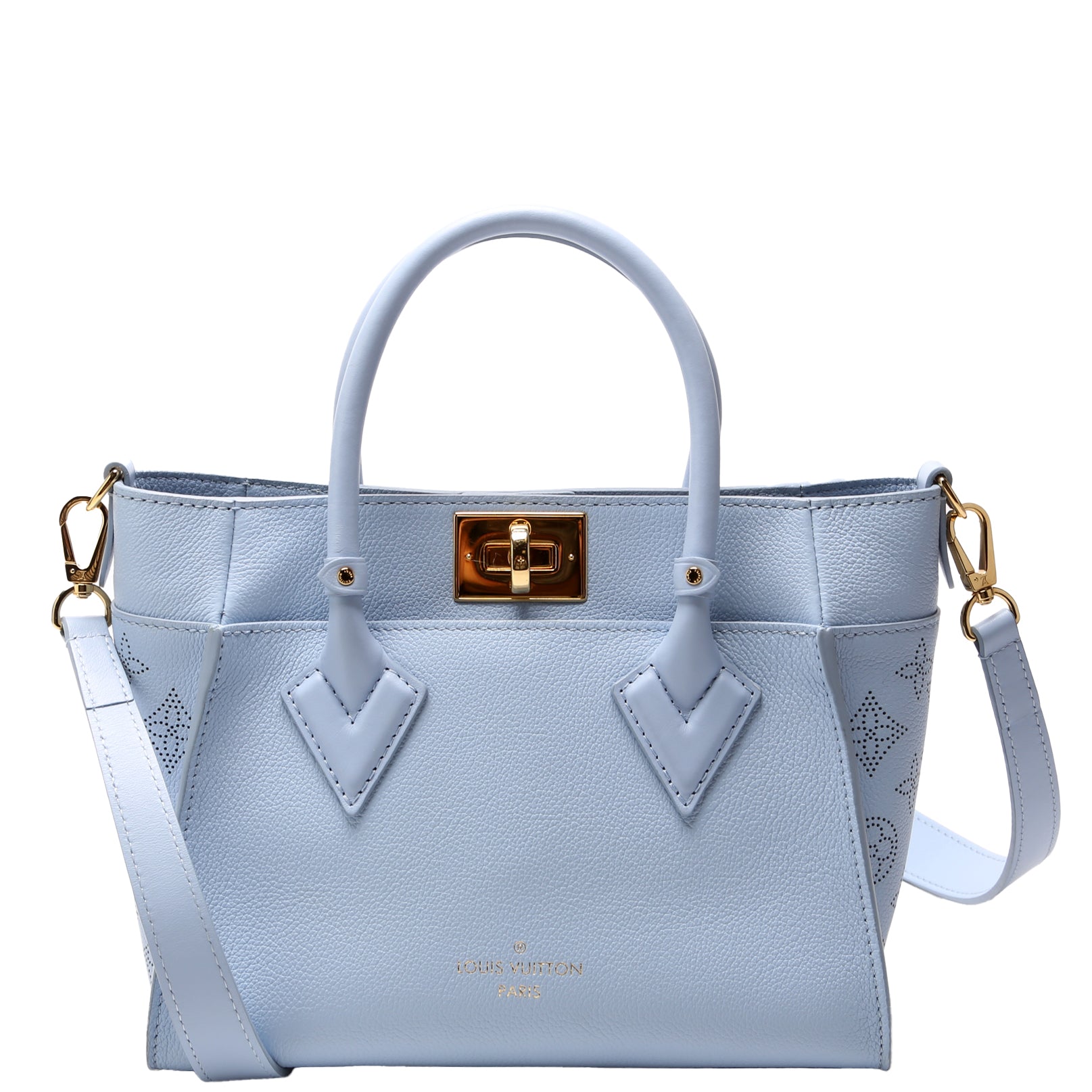 Louis Vuitton On My Side PM Mahina Calfskin Blue Handbag