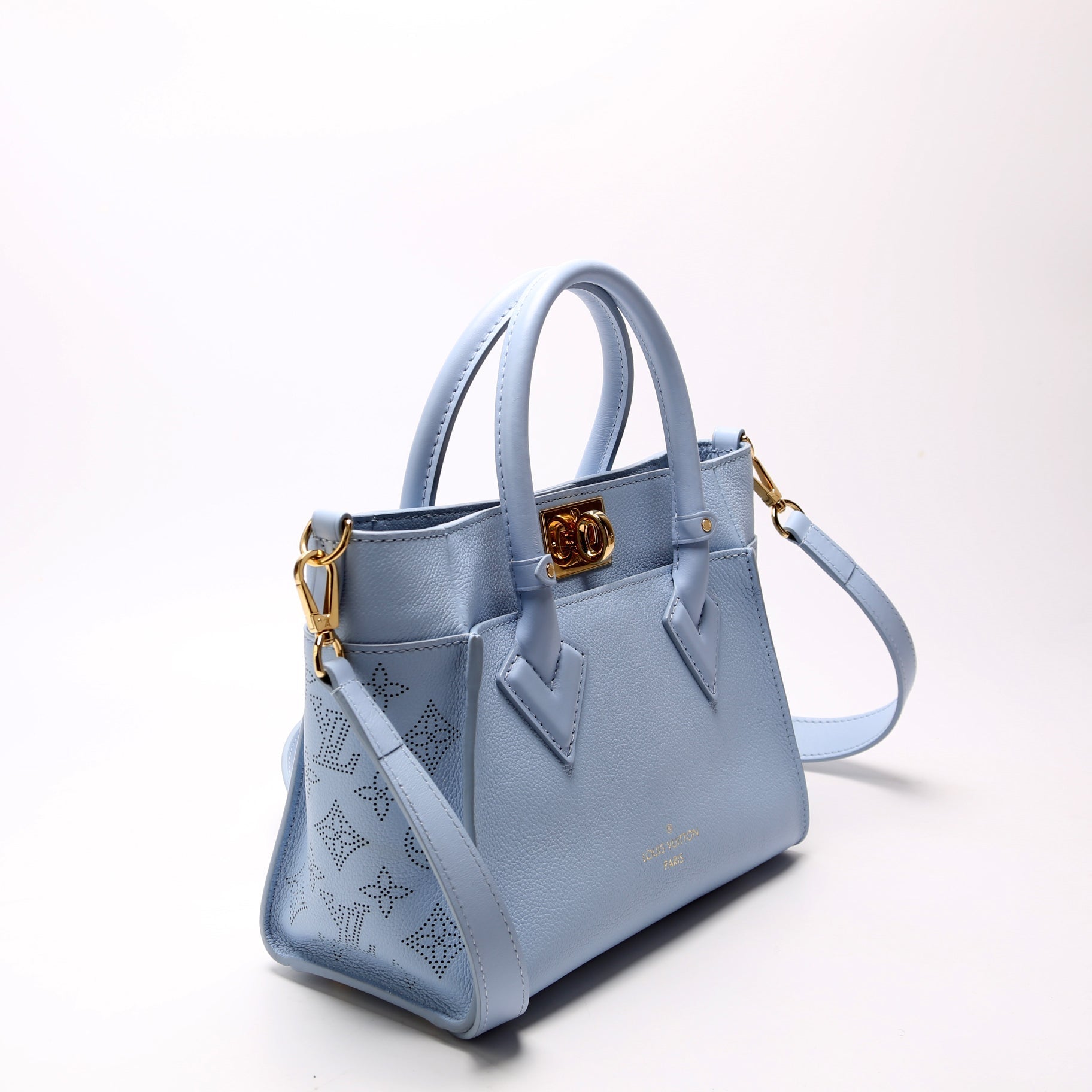 Louis Vuitton On My Side PM Mahina Calfskin Blue Handbag