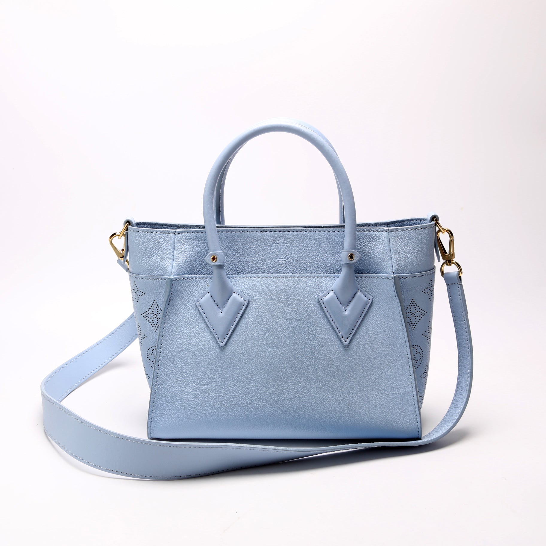 Louis Vuitton On My Side PM Mahina Calfskin Blue Handbag