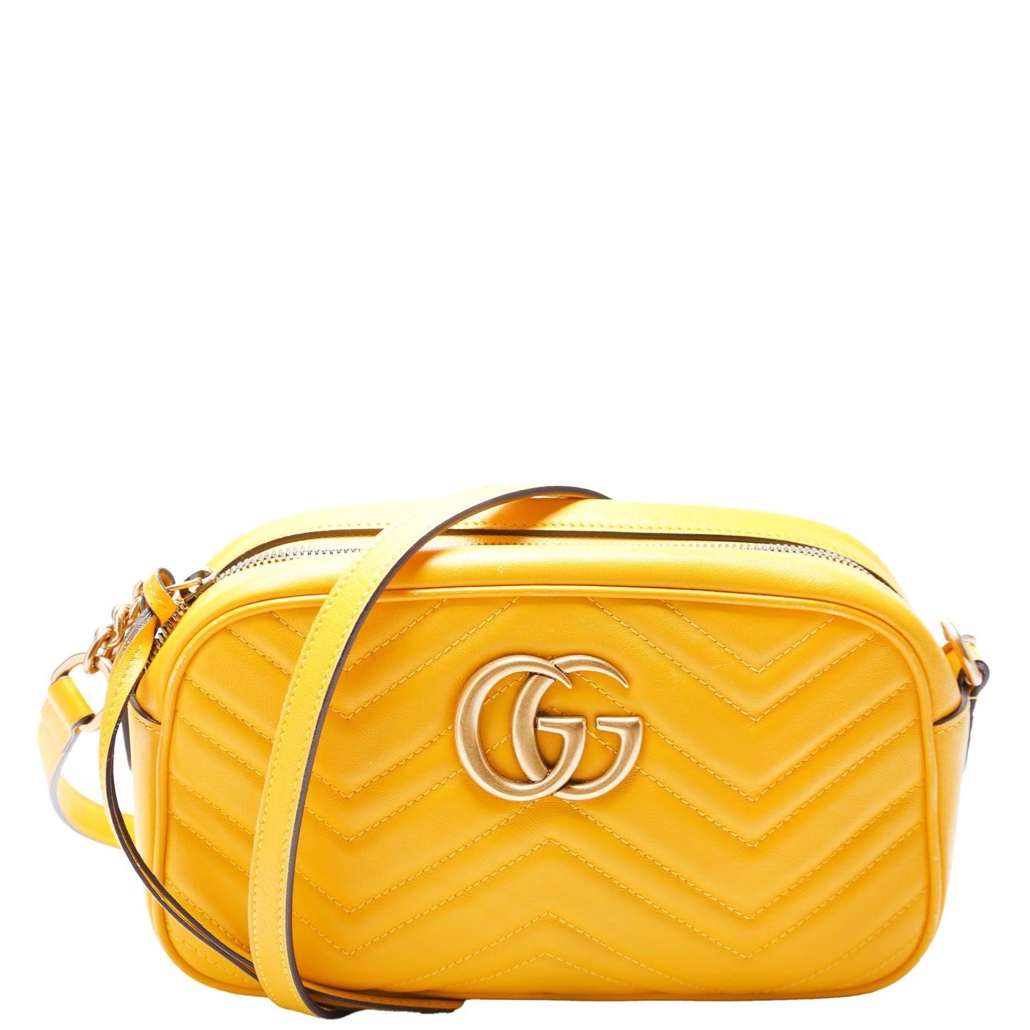 Gucci Marmont Camera Yellow Leather Small Travel Bag Yellow 2