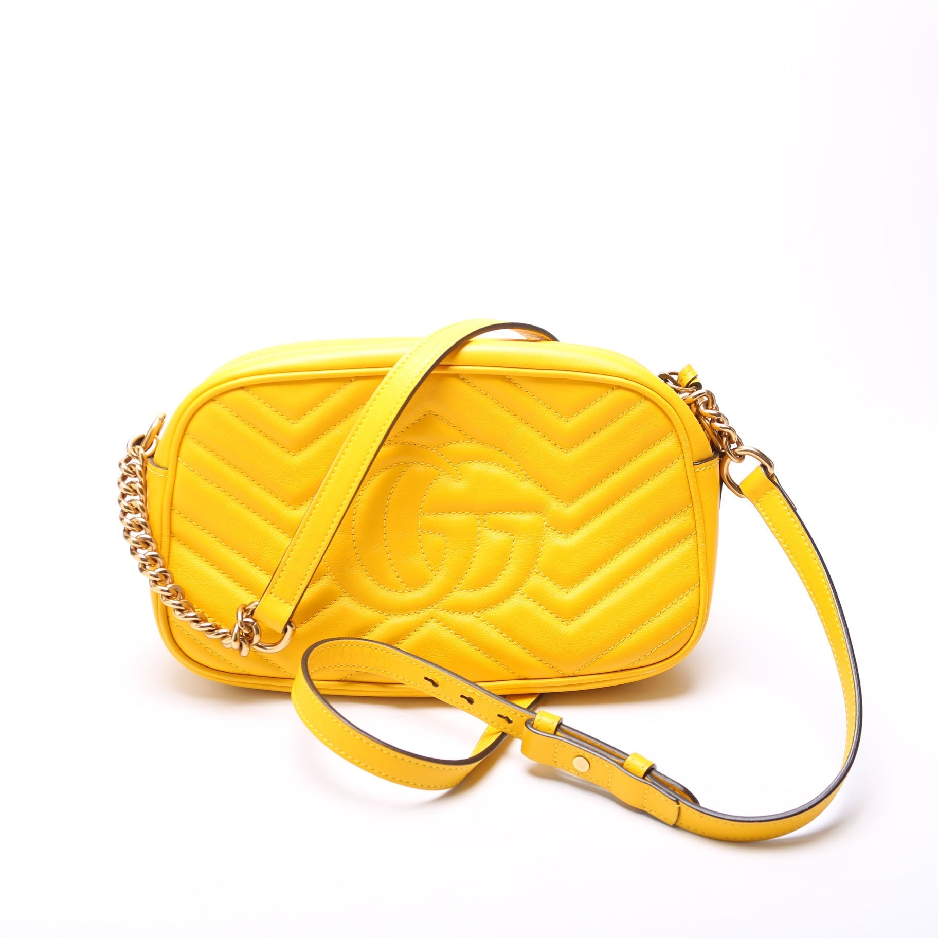 Gucci Marmont Camera Yellow Leather Small Travel Bag Yellow 2