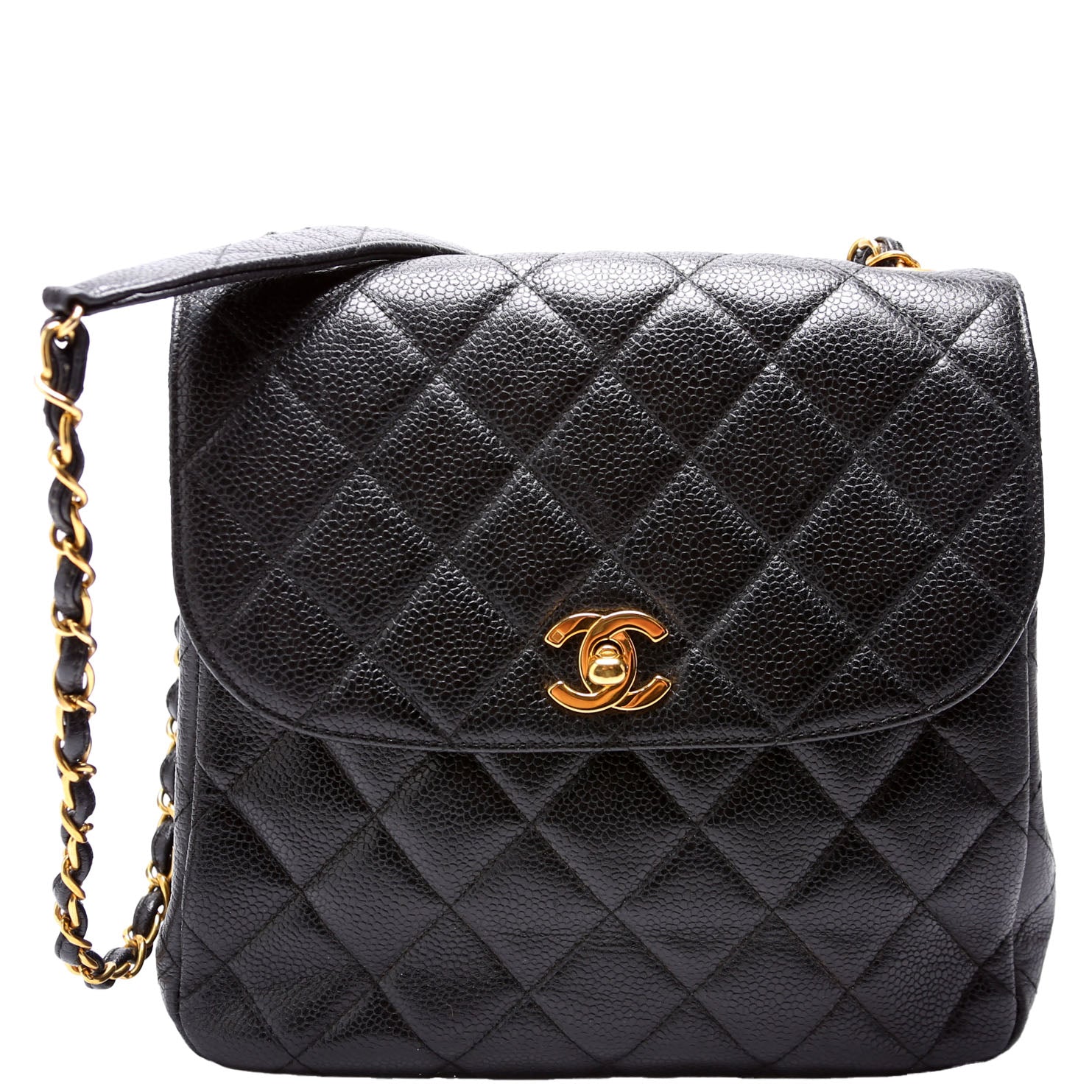 Chanel CC Square Flap Quilted Caviar 4M Black Shoulder Bag