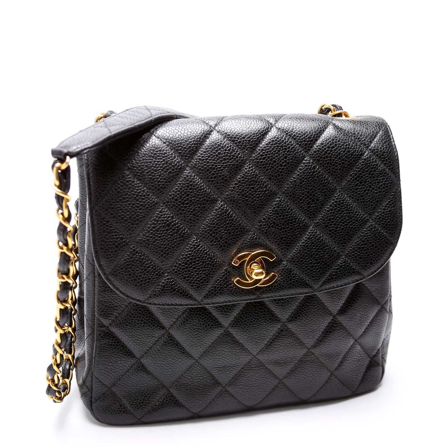 Chanel CC Square Flap Quilted Caviar 4M Black Shoulder Bag