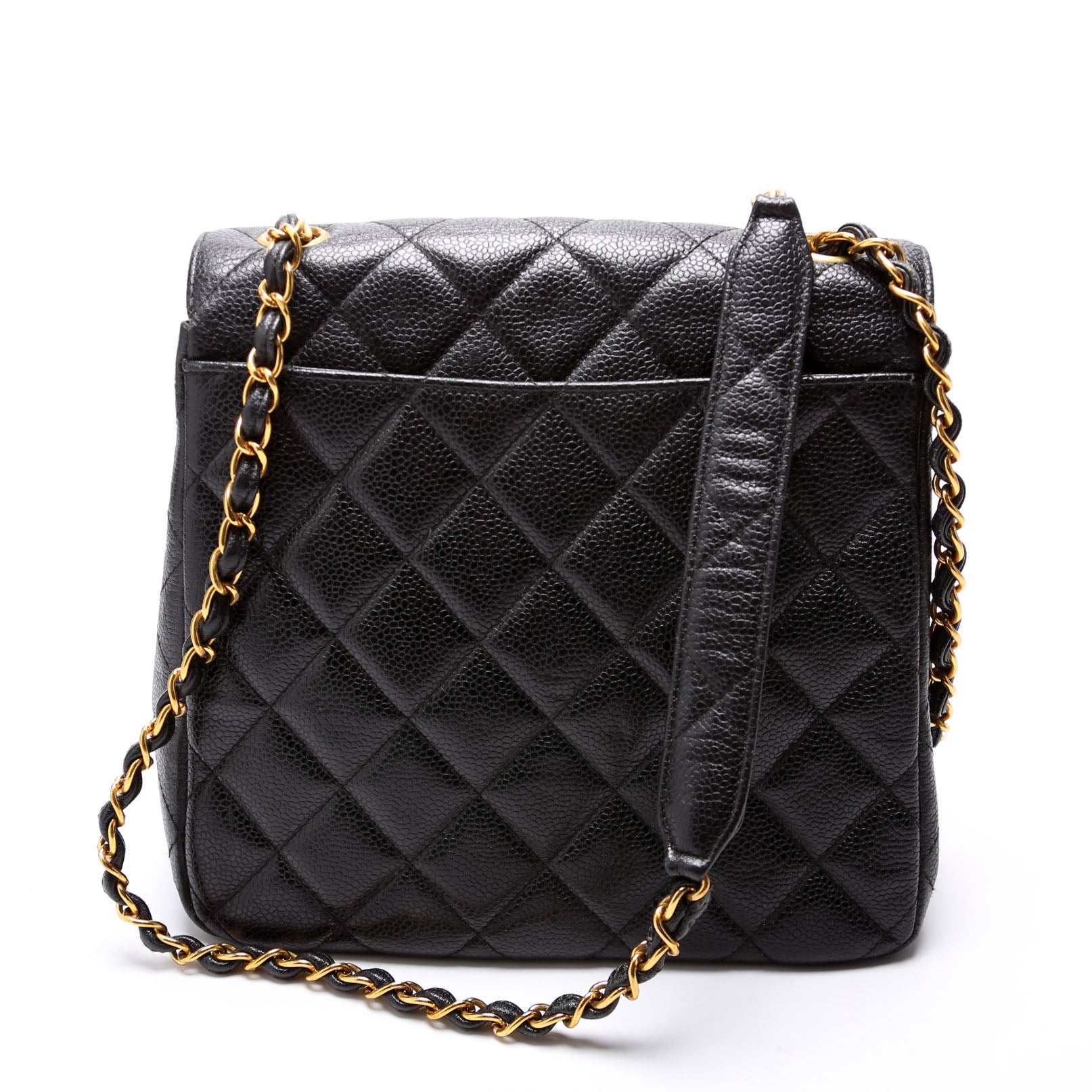 Chanel CC Square Flap Quilted Caviar 4M Black Shoulder Bag