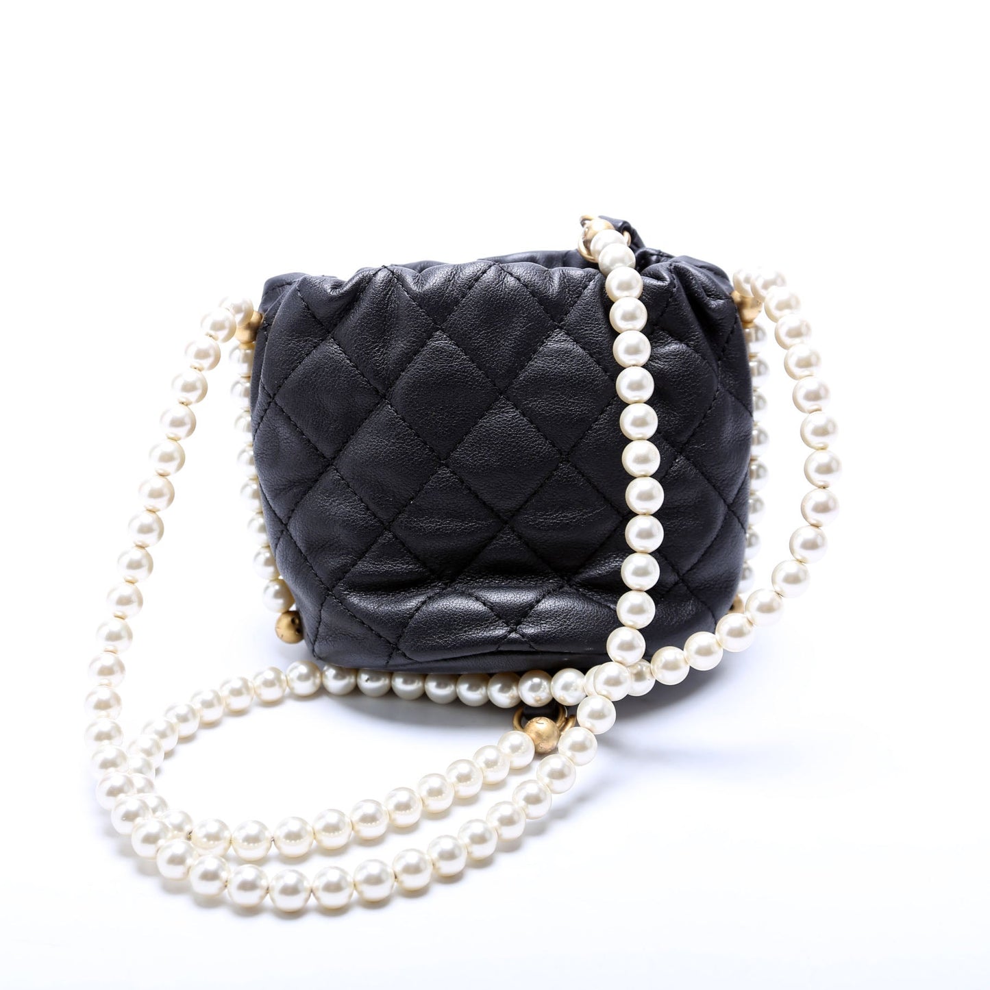 Chanel About Pearls Bucket Calfskin 31M Black Bucket Bag