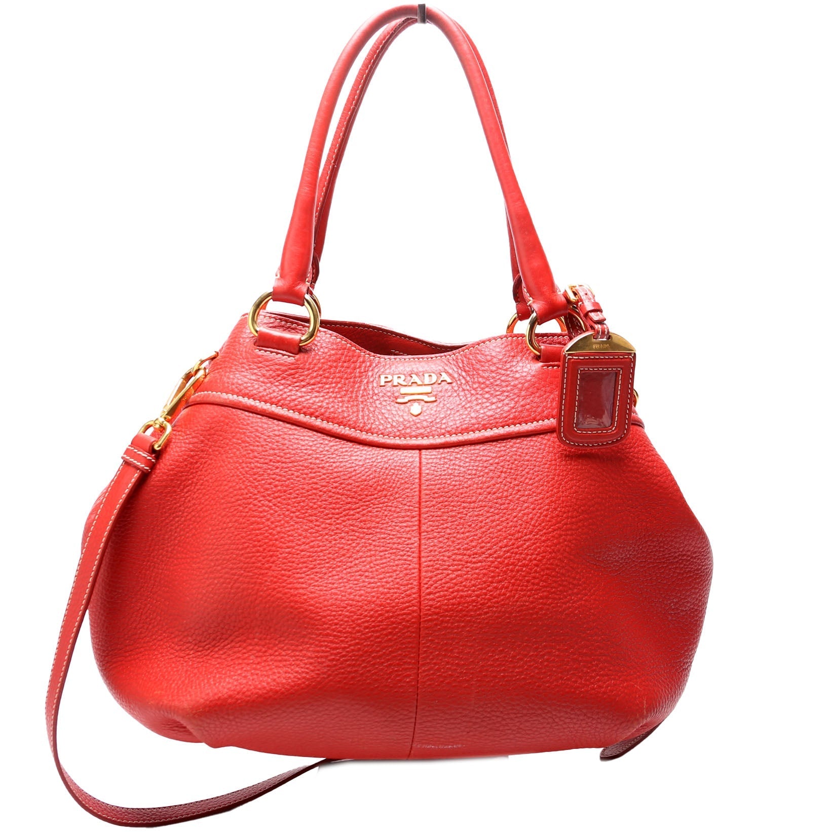Prada Vitello Daino Lago Bag Red Travel Bag