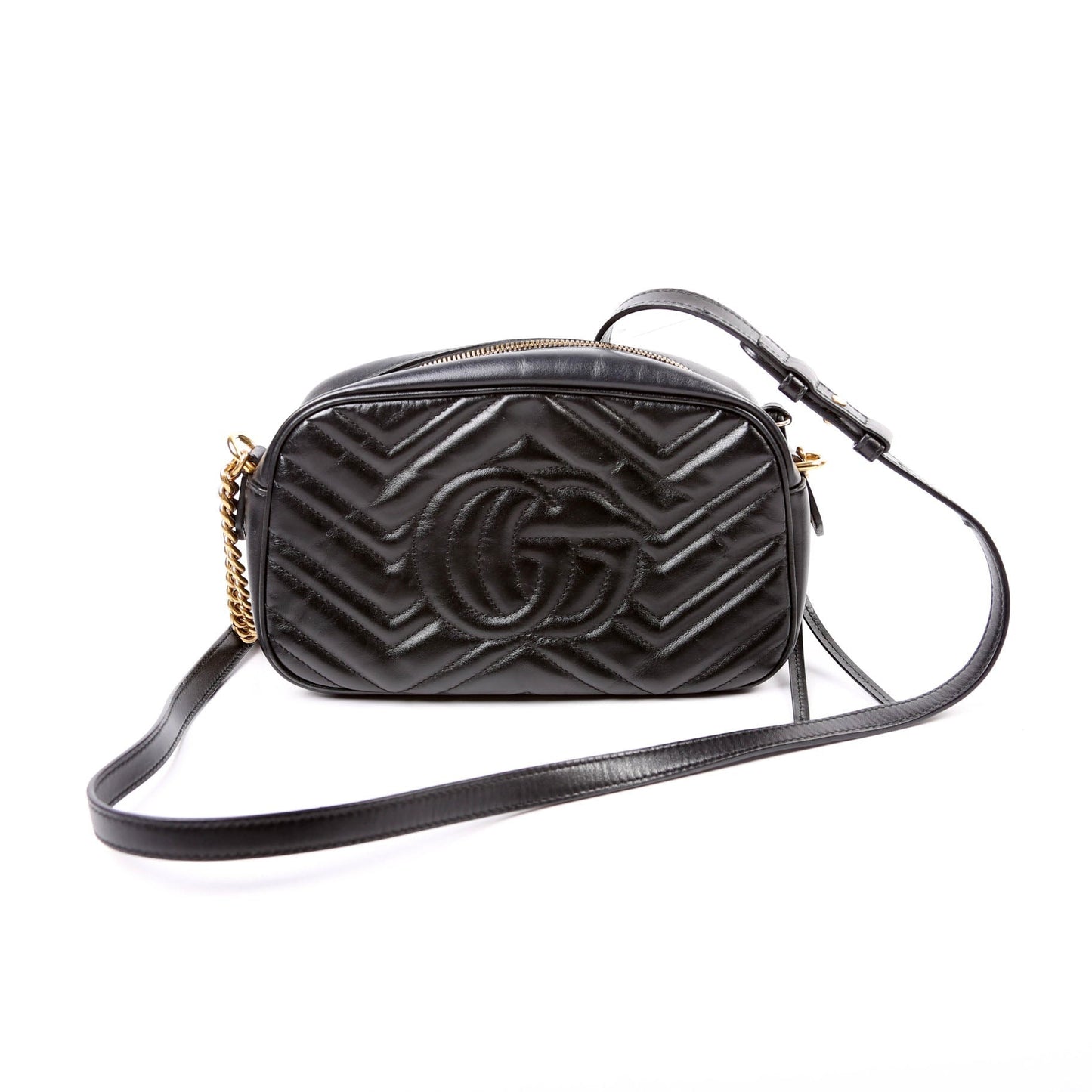 Gucci Marmont Camera Leather Black Small Travel Bag Black 6