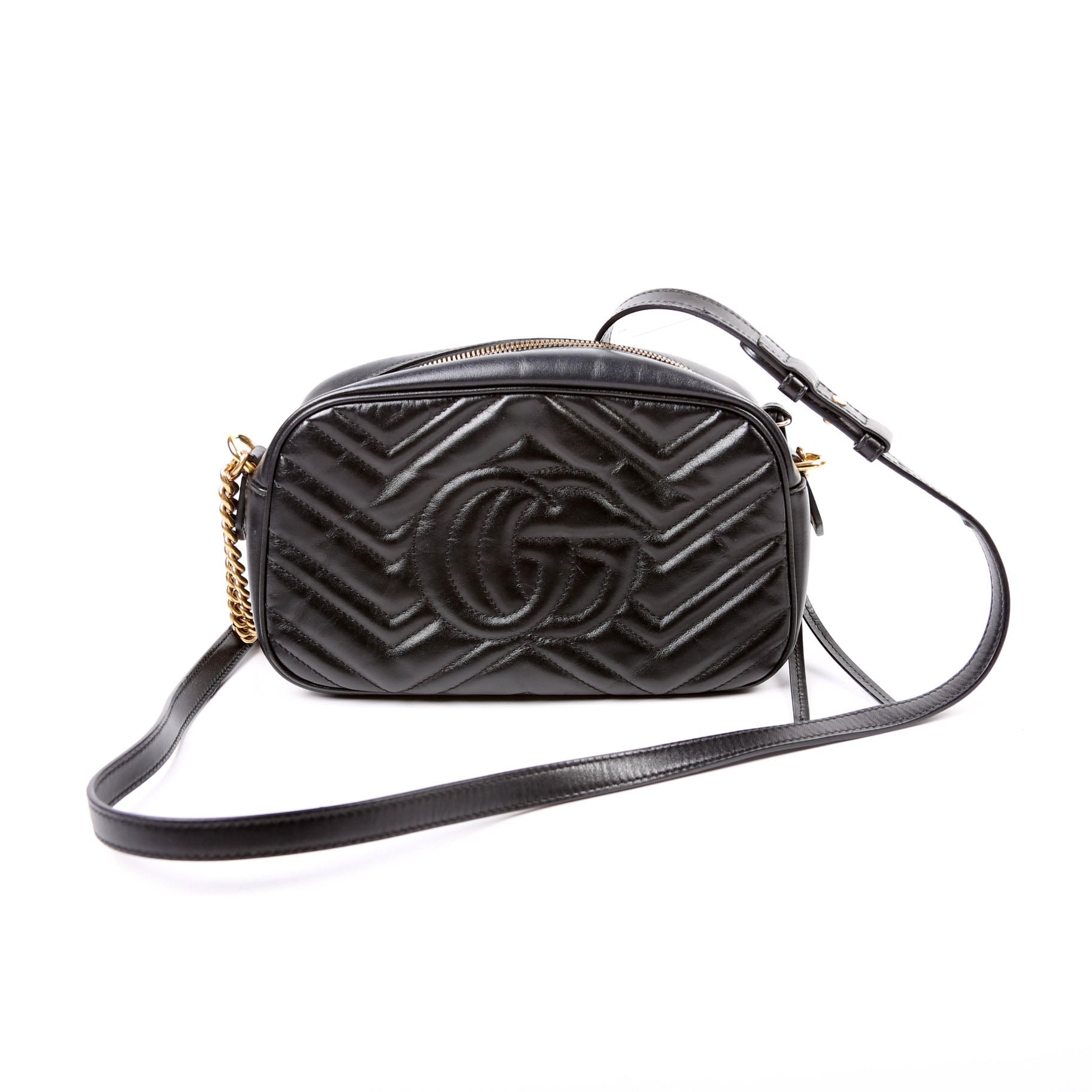 Gucci Marmont Camera Leather Black Small Travel Bag Black 6