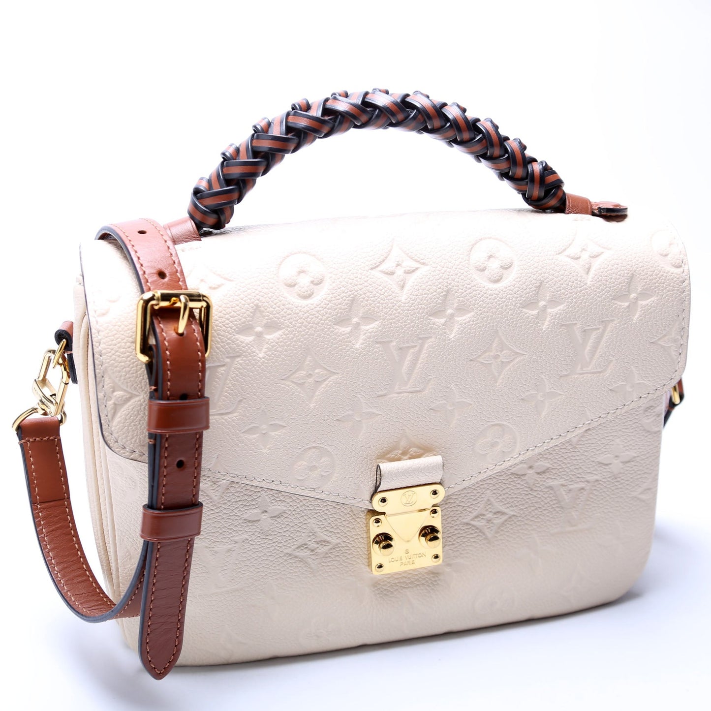 Louis Vuitton Pochette Metis Braided Cream Empreinte Clutch Bag