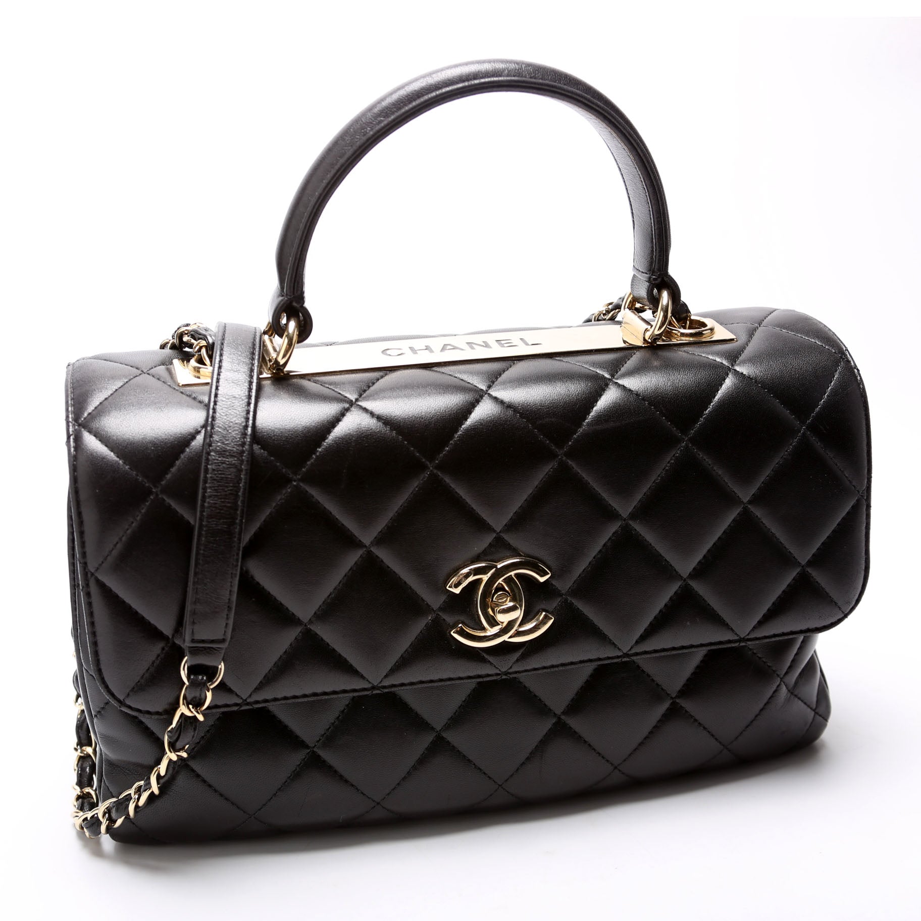 Chanel Trendy Top Handle Lambskin 24M Black Handbag