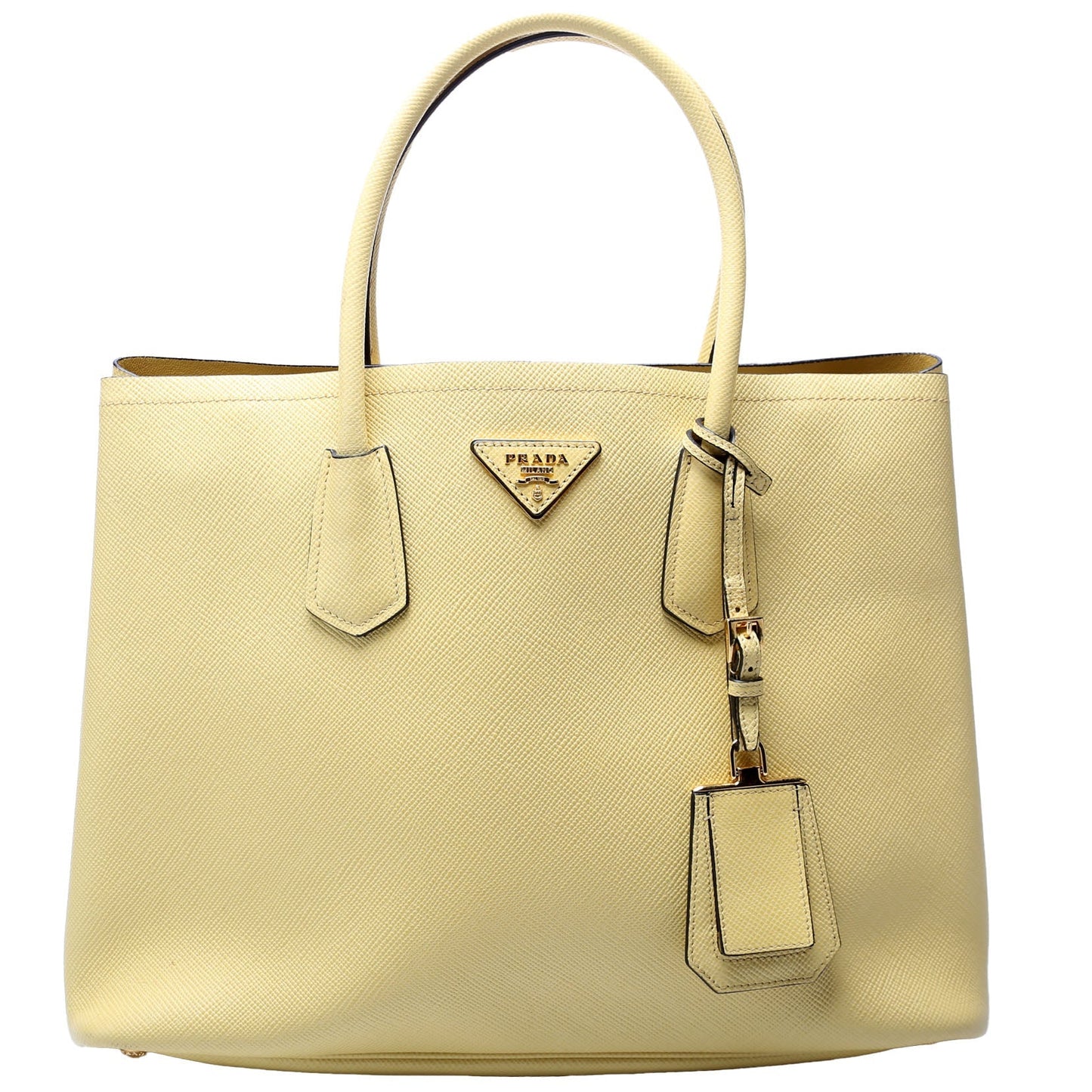 Prada Saffiano Cuir Double Yellow Bag Large Travel Bag