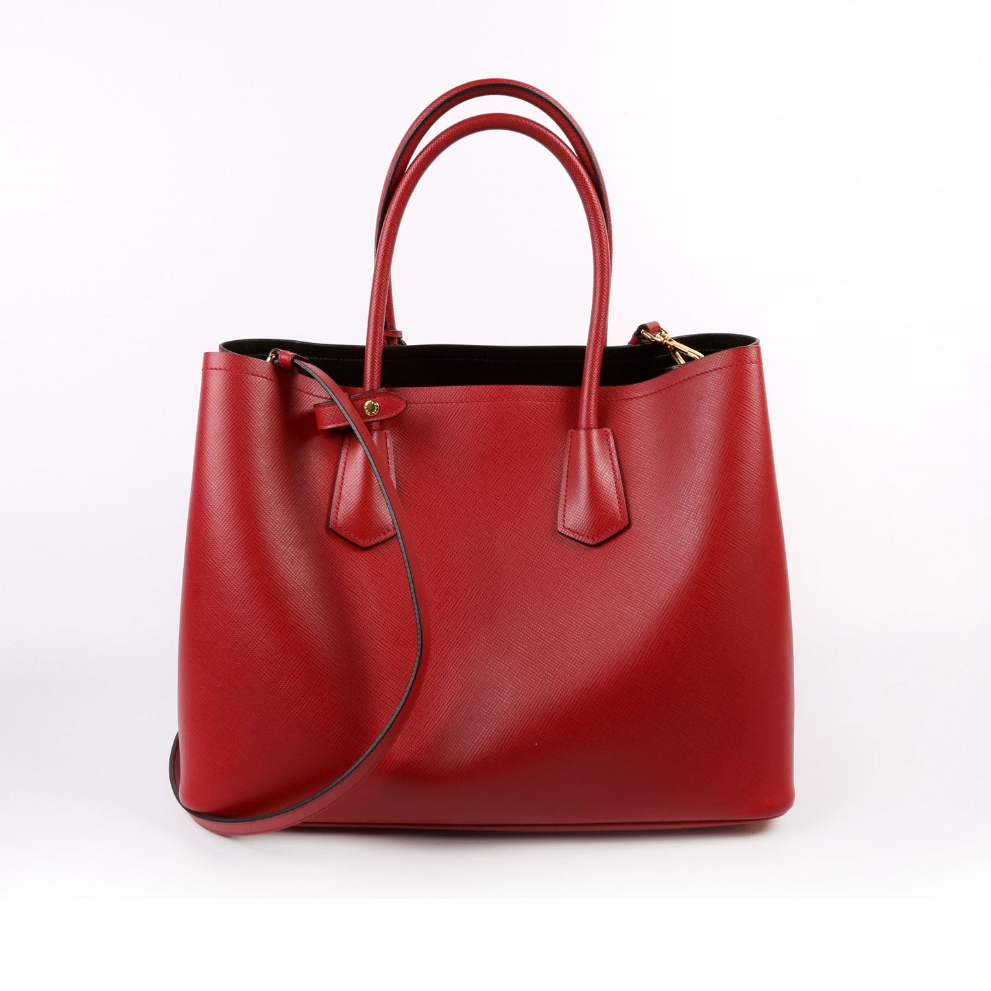 Prada Saffiano Cuir Double Bag Red Large Travel Bag