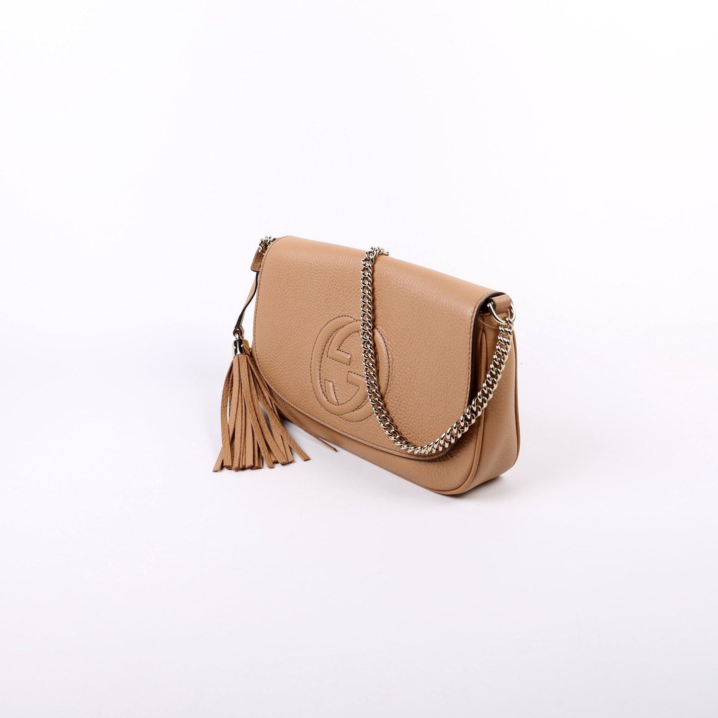 Gucci Soho Tassel Beige Chain Flap Travel Bag Beige 1