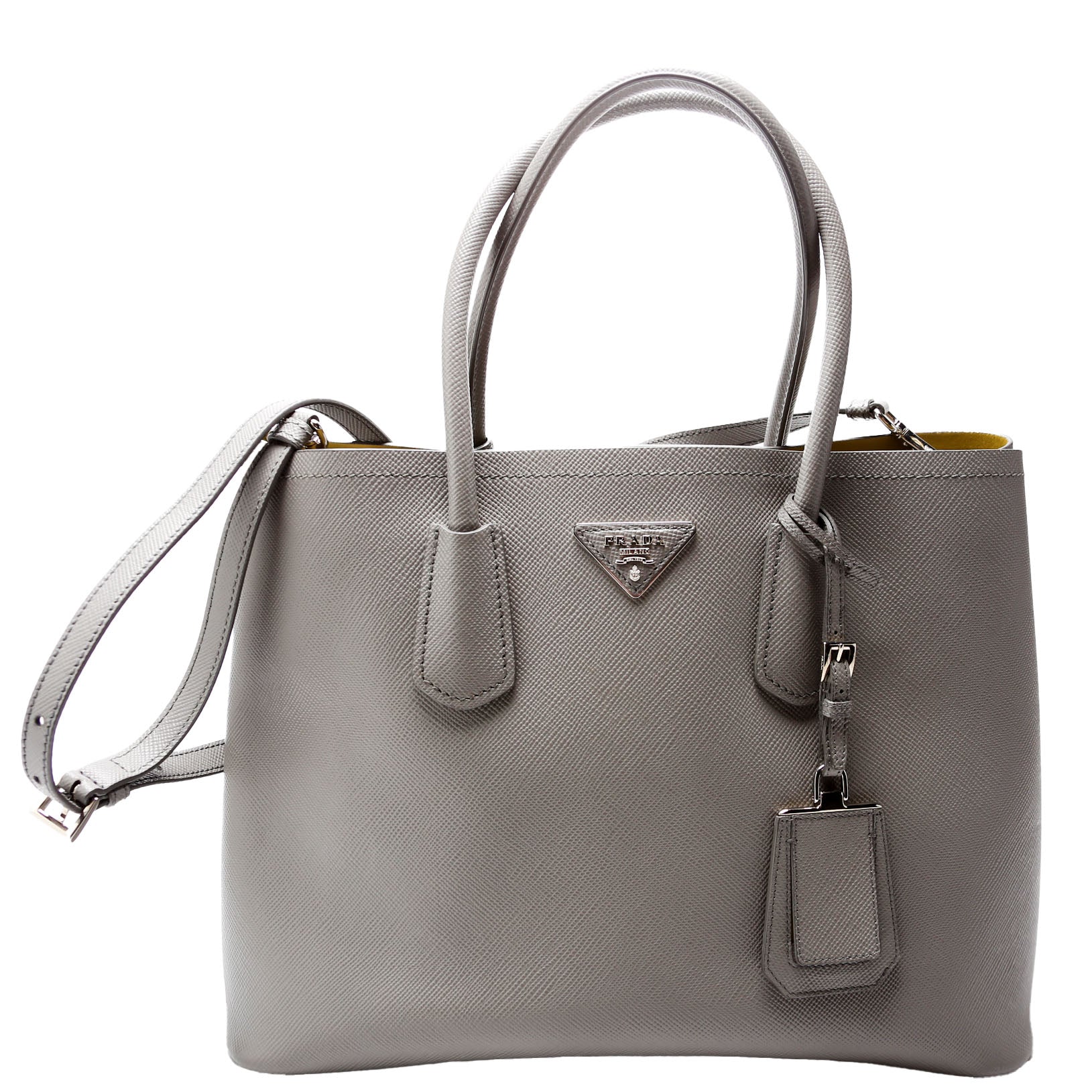Prada Saffiano Cuir Double Grey Bag Large Travel Bag