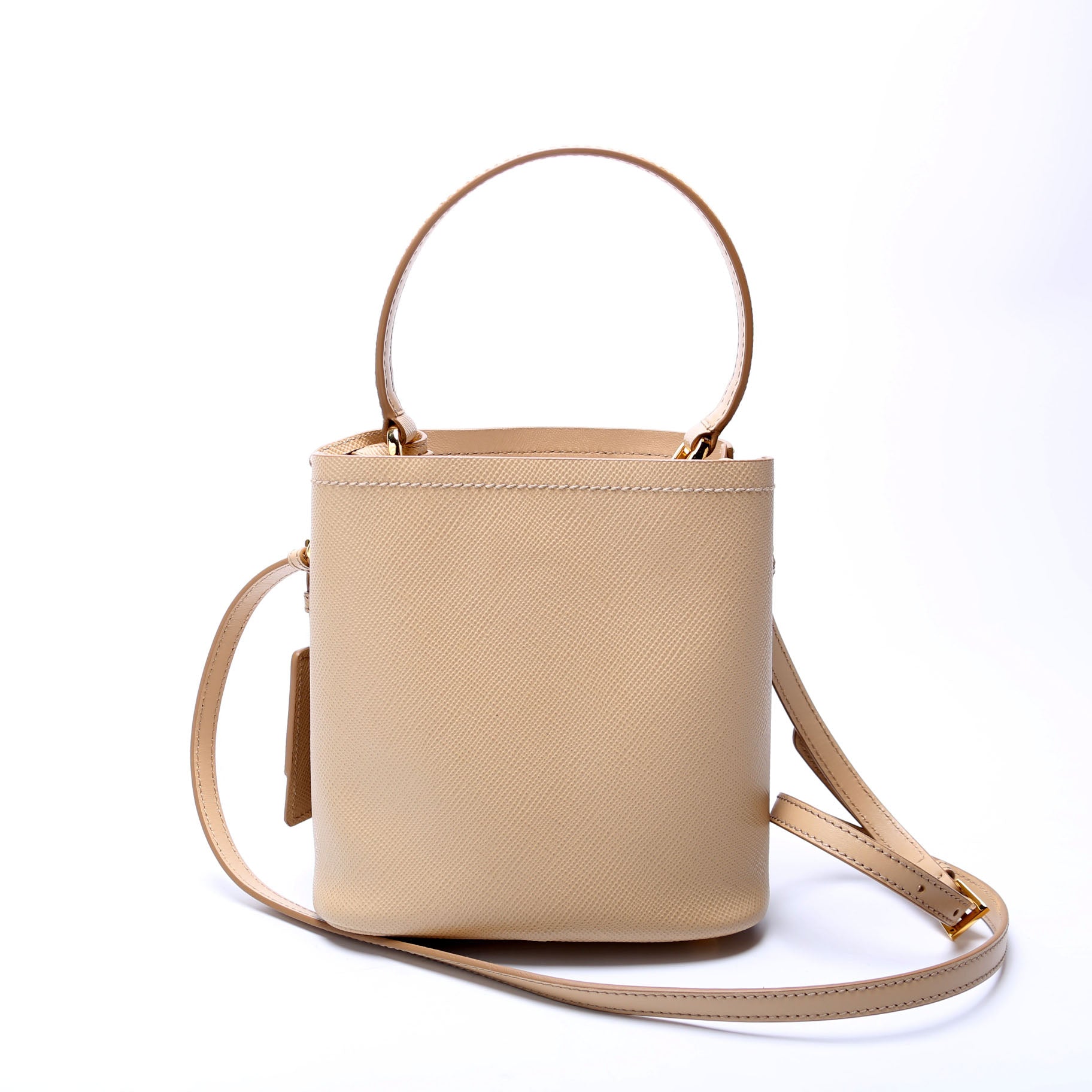 Prada Saffiano Cuir Panier Bag Tan Small Travel Bag