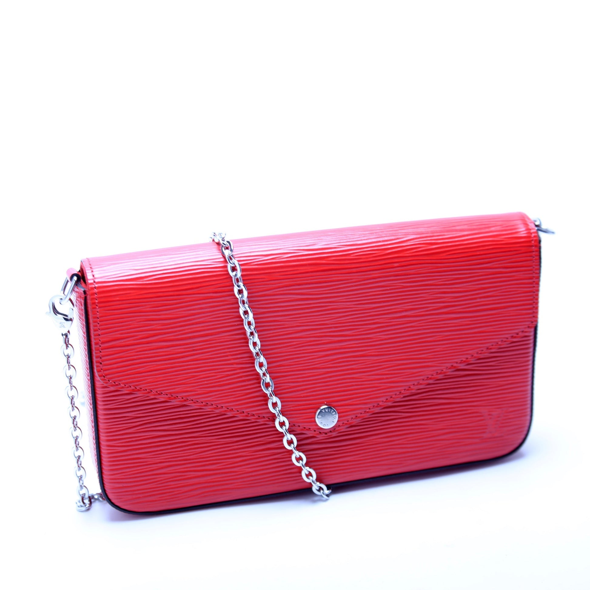 Louis Vuitton Pochette Felicie Epi Red Clutch Bag