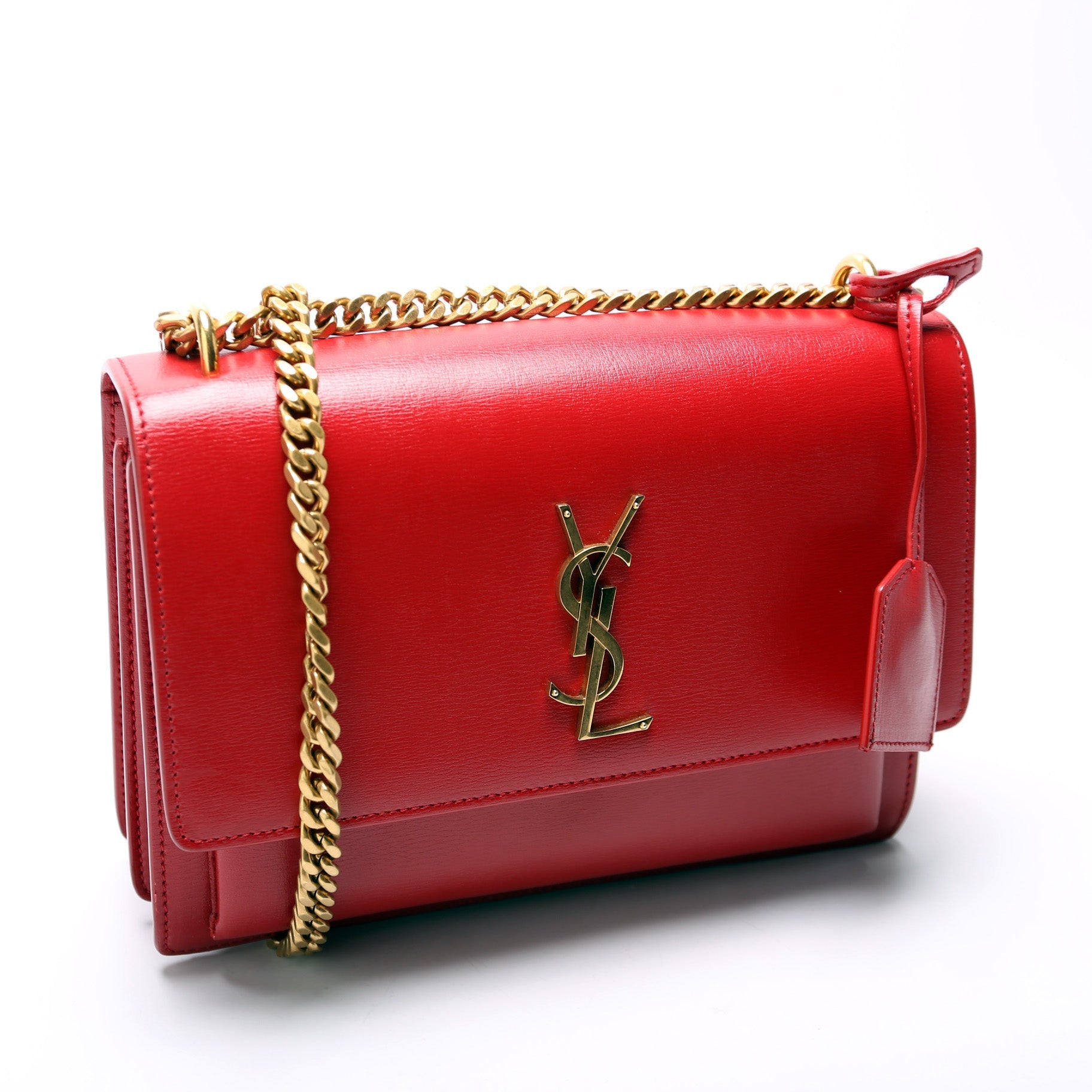YSL Saint Laurent Sunset Smooth Bag Leather Red Travel Bag