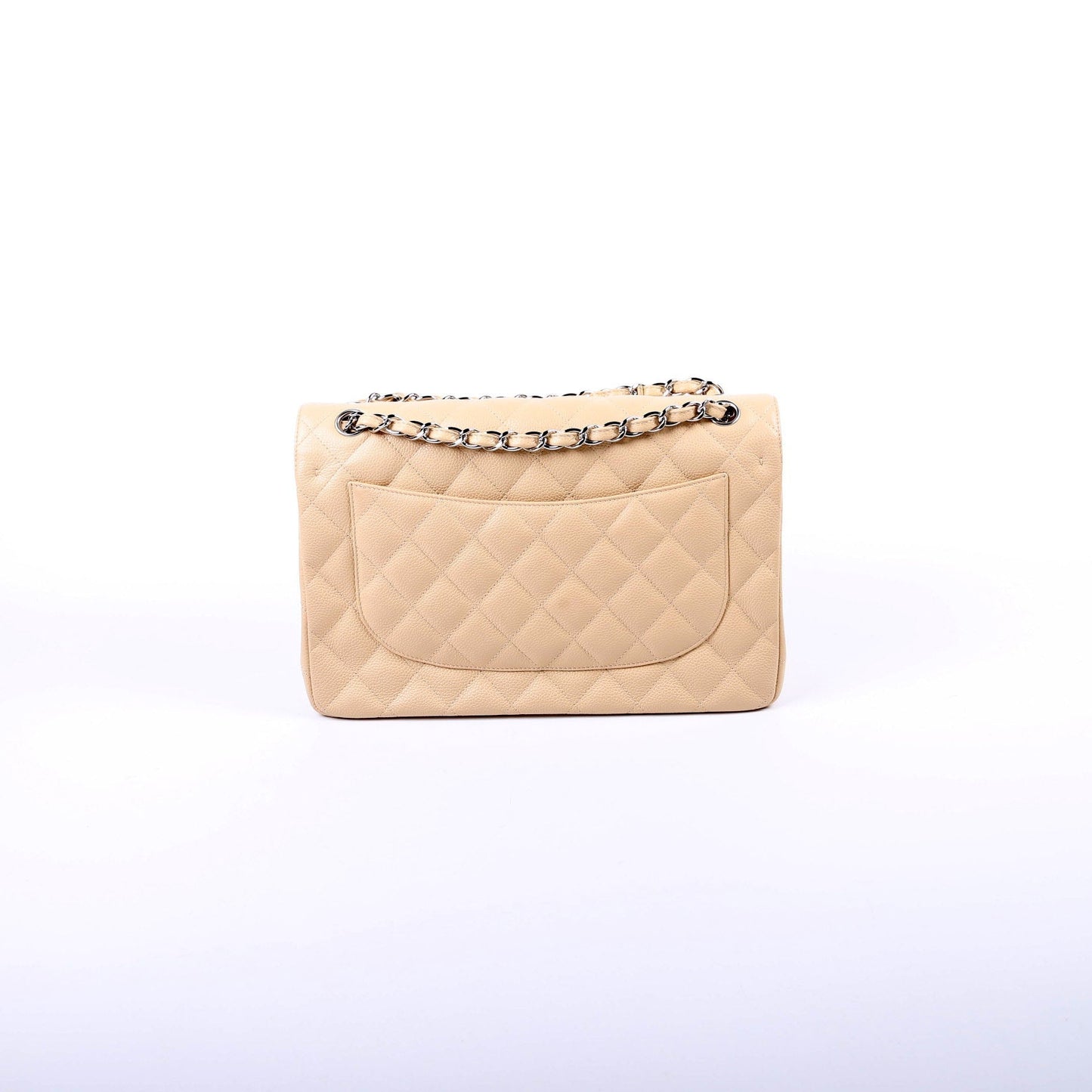 Chanel Classic Flap Jumbo Caviar 14-16M Nude Handbag