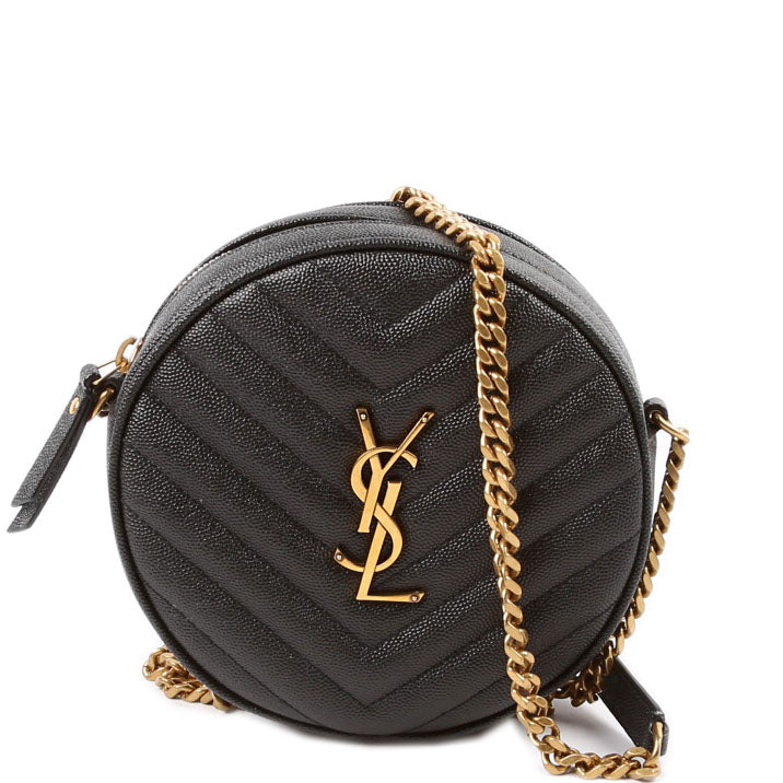 YSL Saint Laurent Grain De Round Camera Bag Black Travel Bag