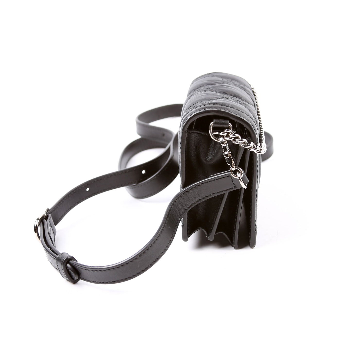 Gucci GG Enamel Nylon Black Mini Chain Travel Bag
