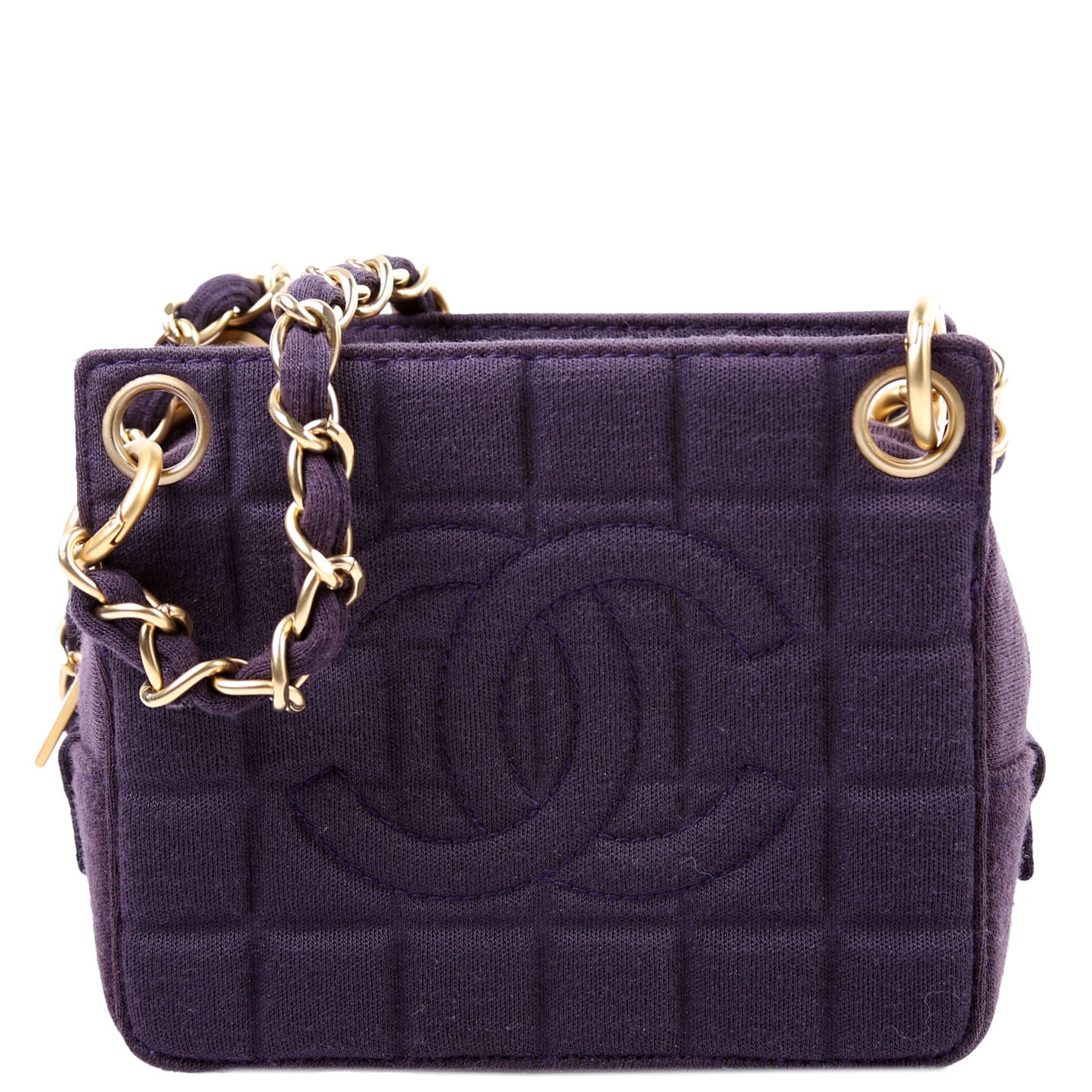 Chanel Chocolate Bar Quilted Jersey 7M Purple Shoulder Bag