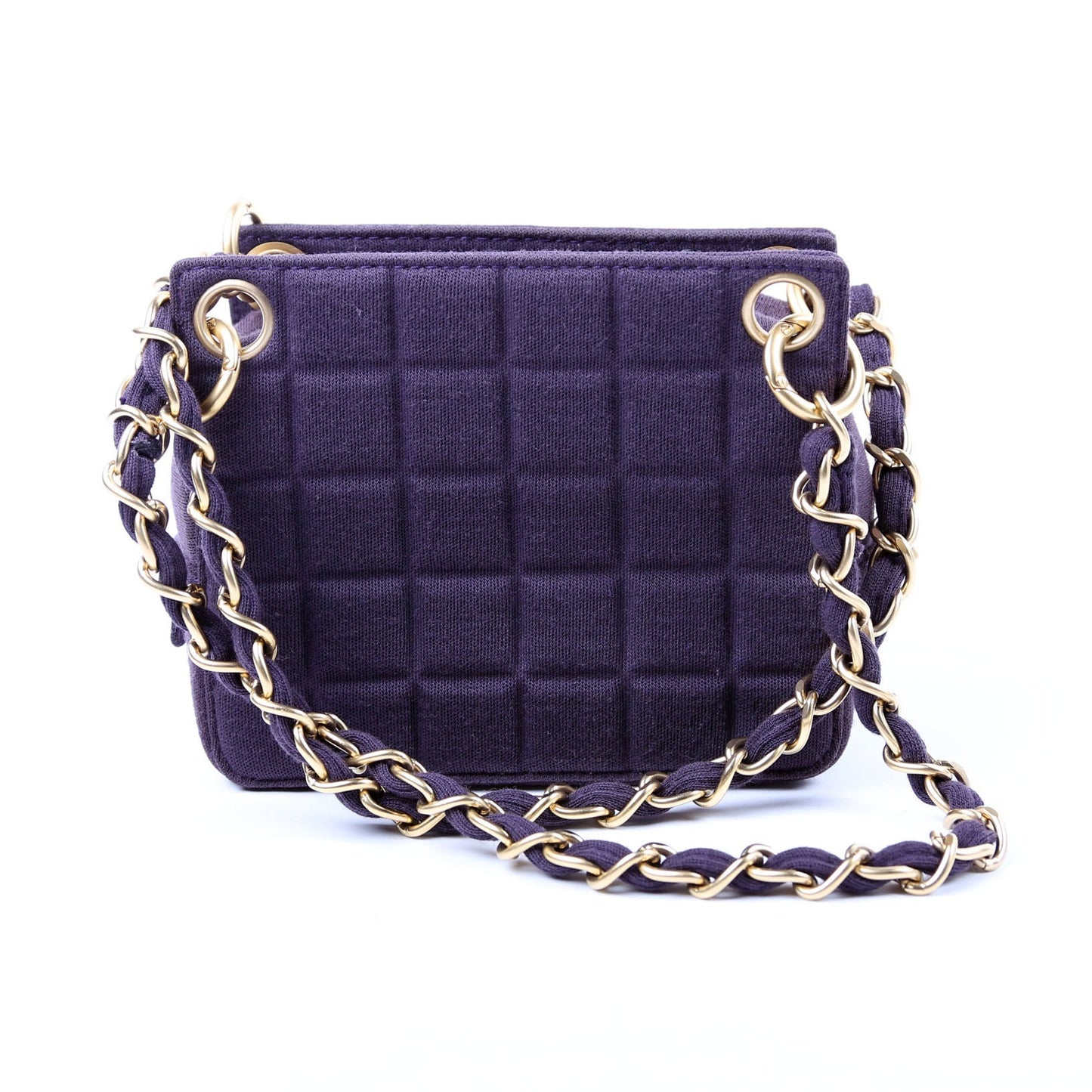 Chanel Chocolate Bar Quilted Jersey 7M Purple Shoulder Bag