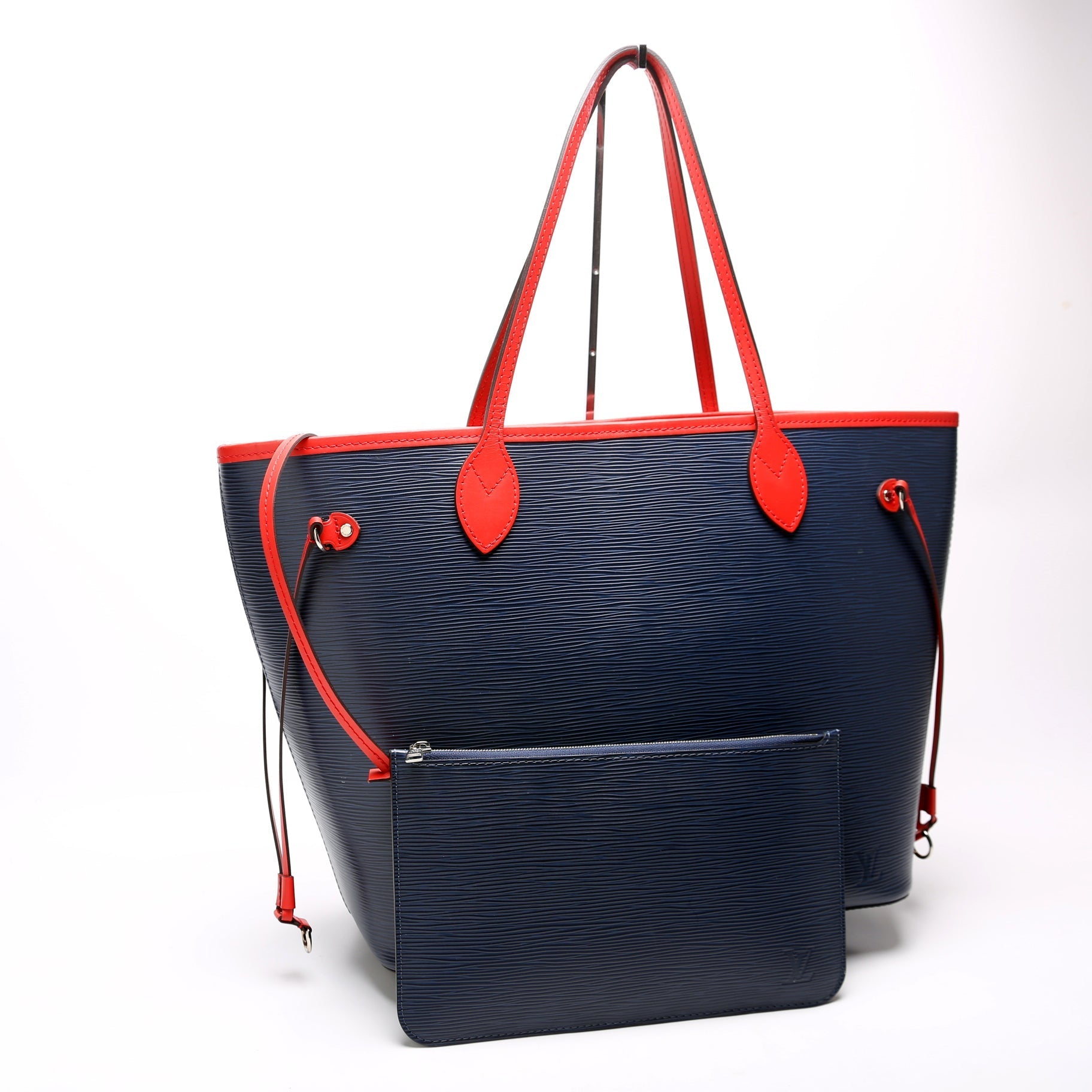 Louis Vuitton Neverfull MM Epi Blue Red Wallet Case
