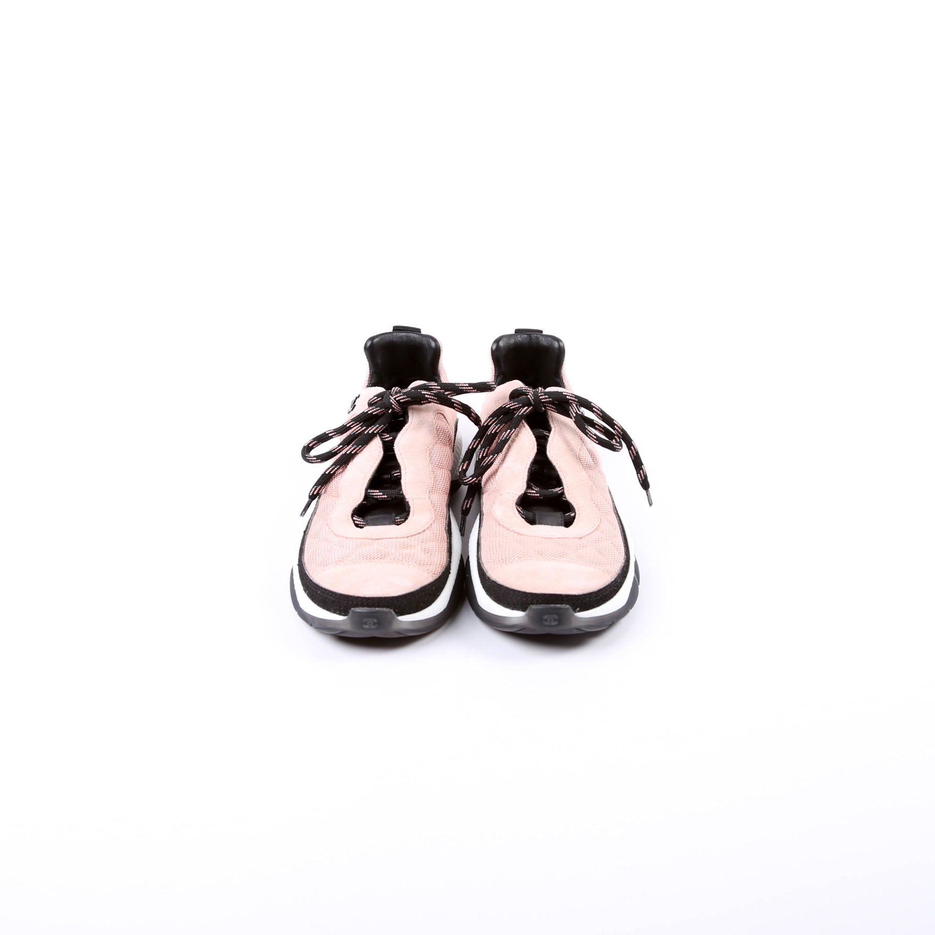 Chanel CC Suede/Fabric Trainers Size 39.5 Pink