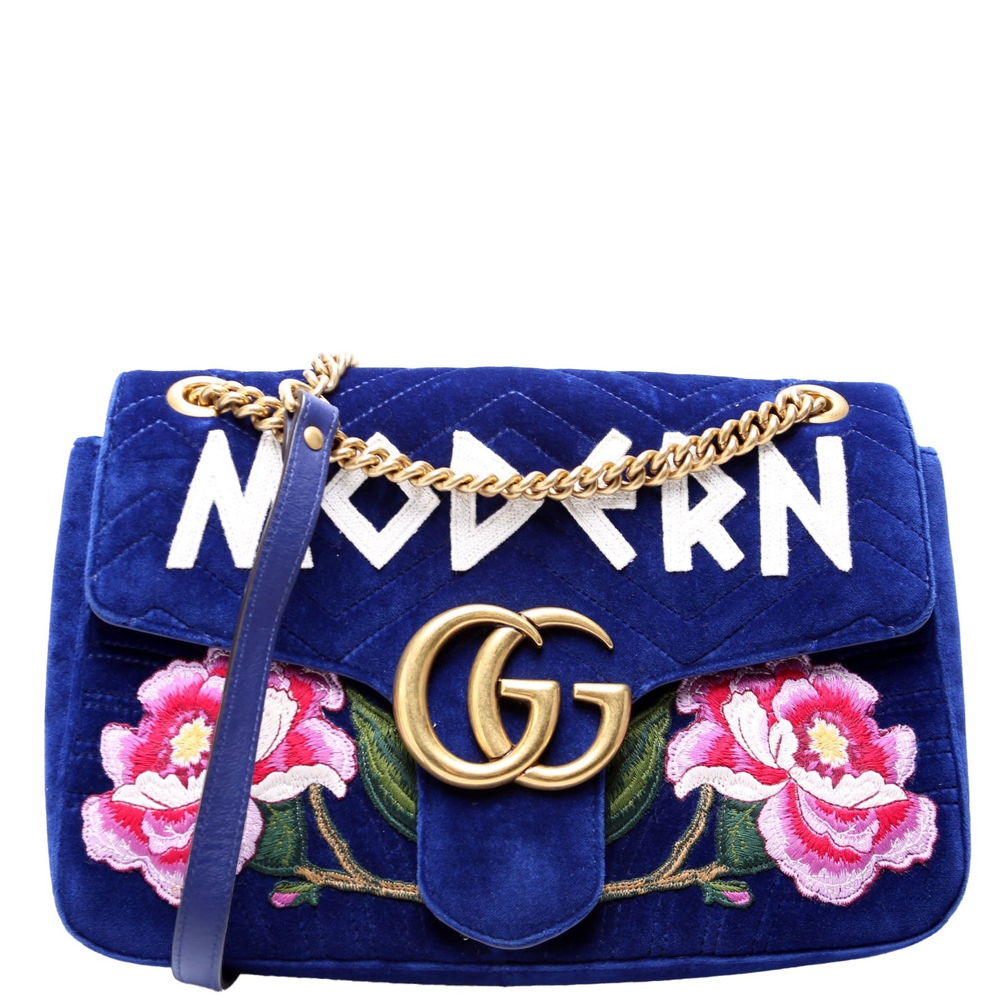 Gucci Marmont Velvet Modern Blue Medium Travel Bag