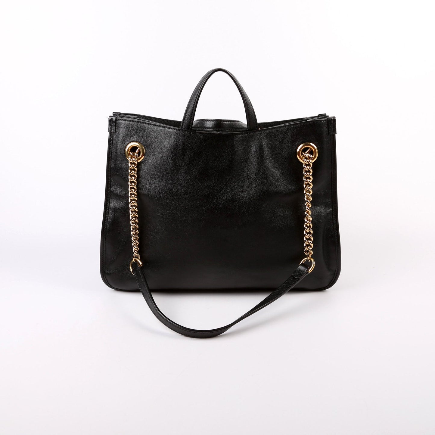 Gucci Horsebit Leather Black Large Tote Bag