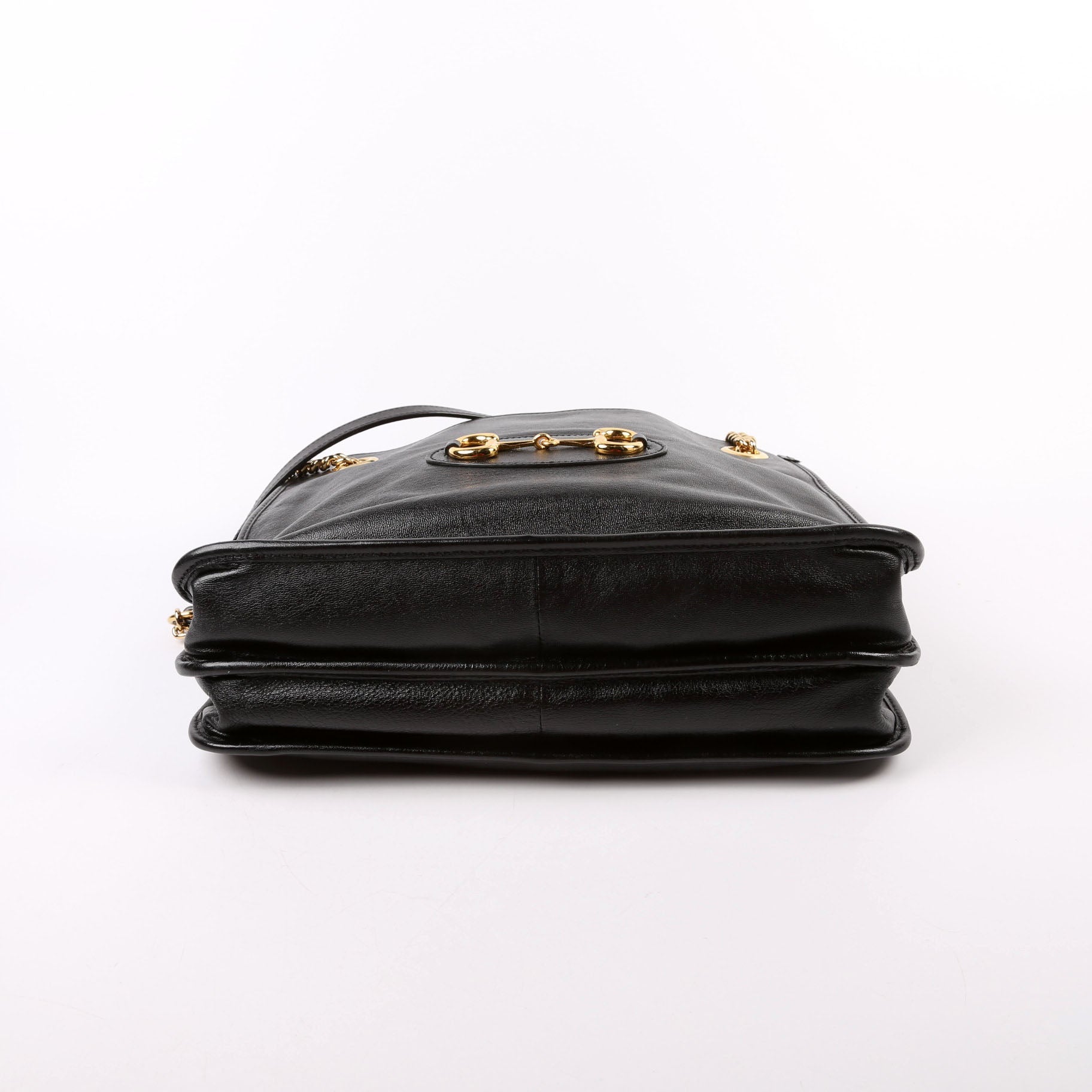 Gucci Horsebit Leather Black Large Tote Bag
